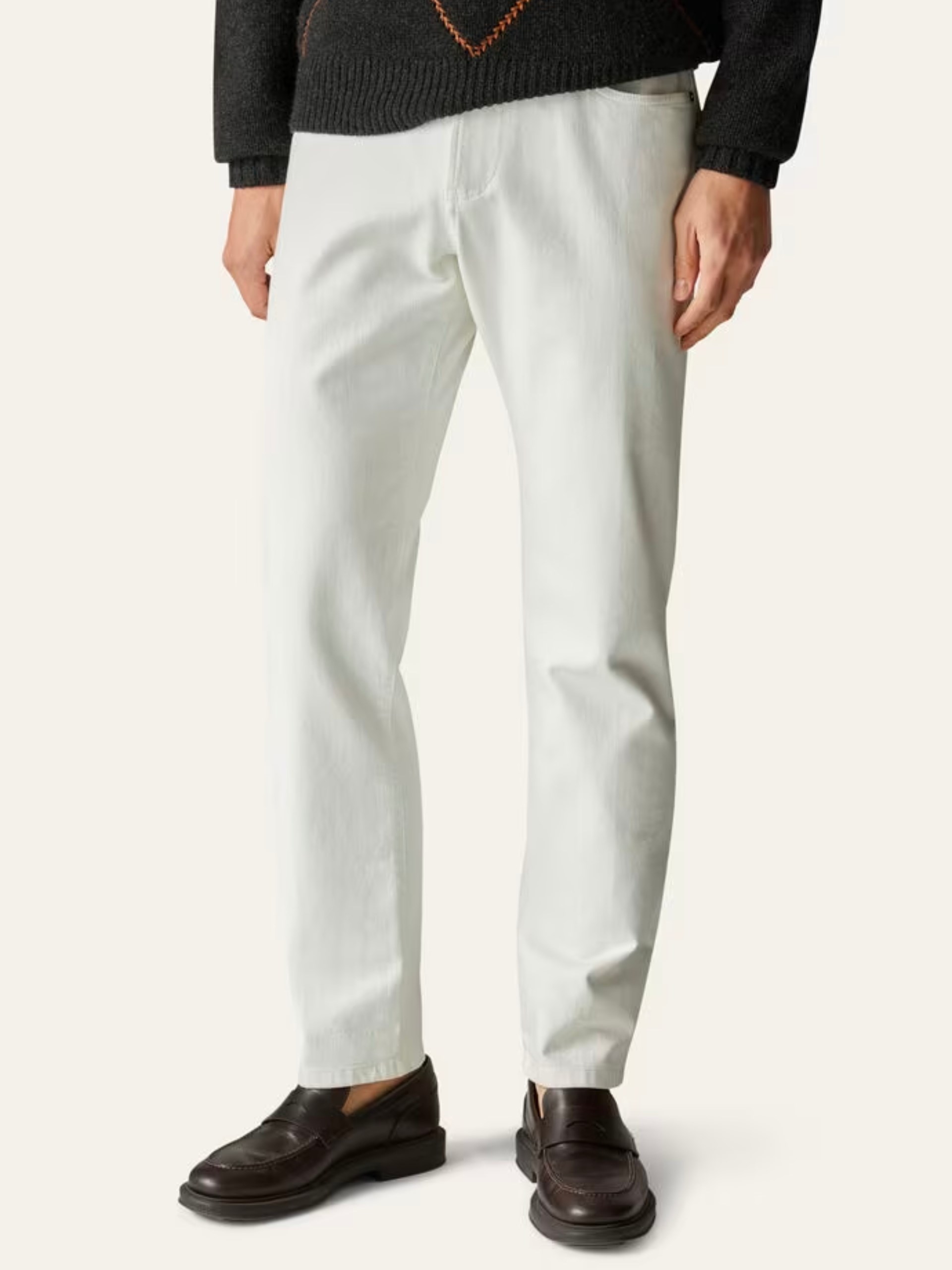 Loro Piana Quarona Men's White Straight Fit Jeans