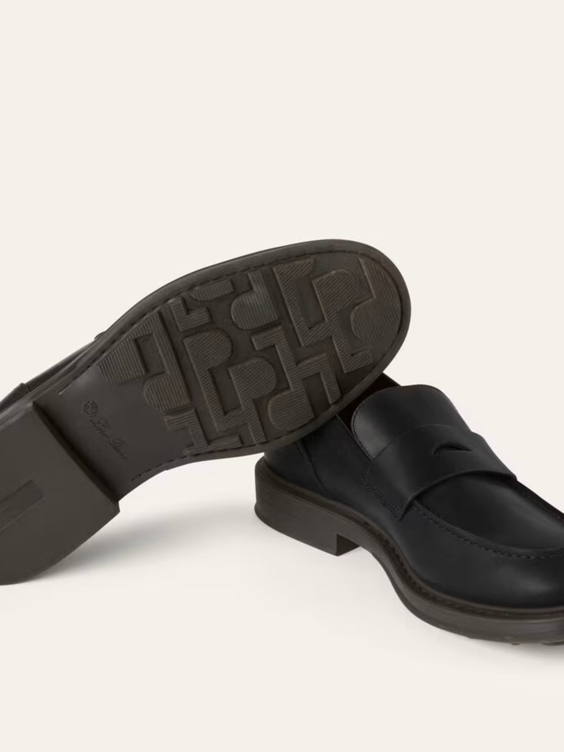 Loro Piana Travis Men's Black Leather Loafers