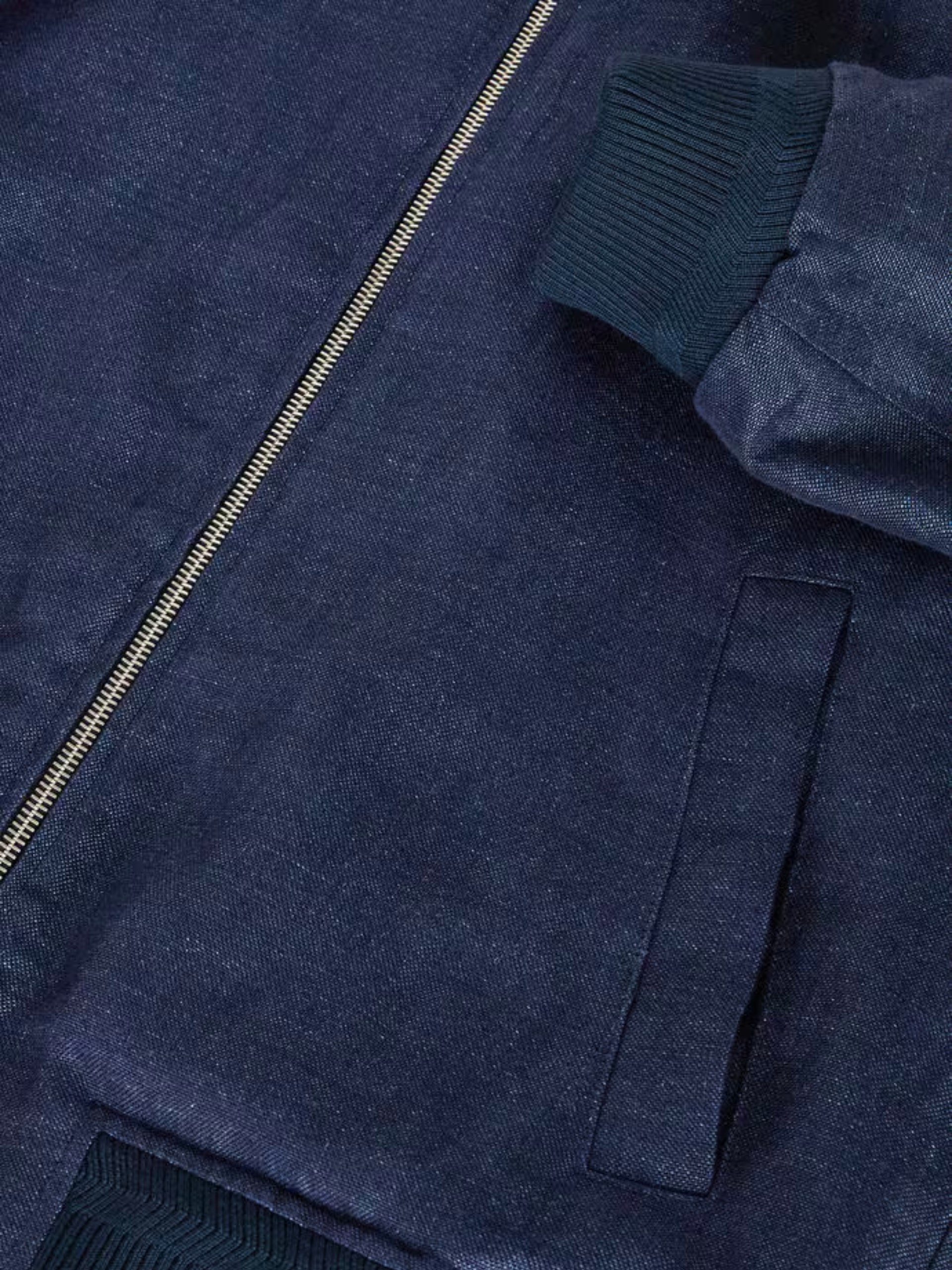Loro Piana Ivy linen bomber jacket for men in navy blue