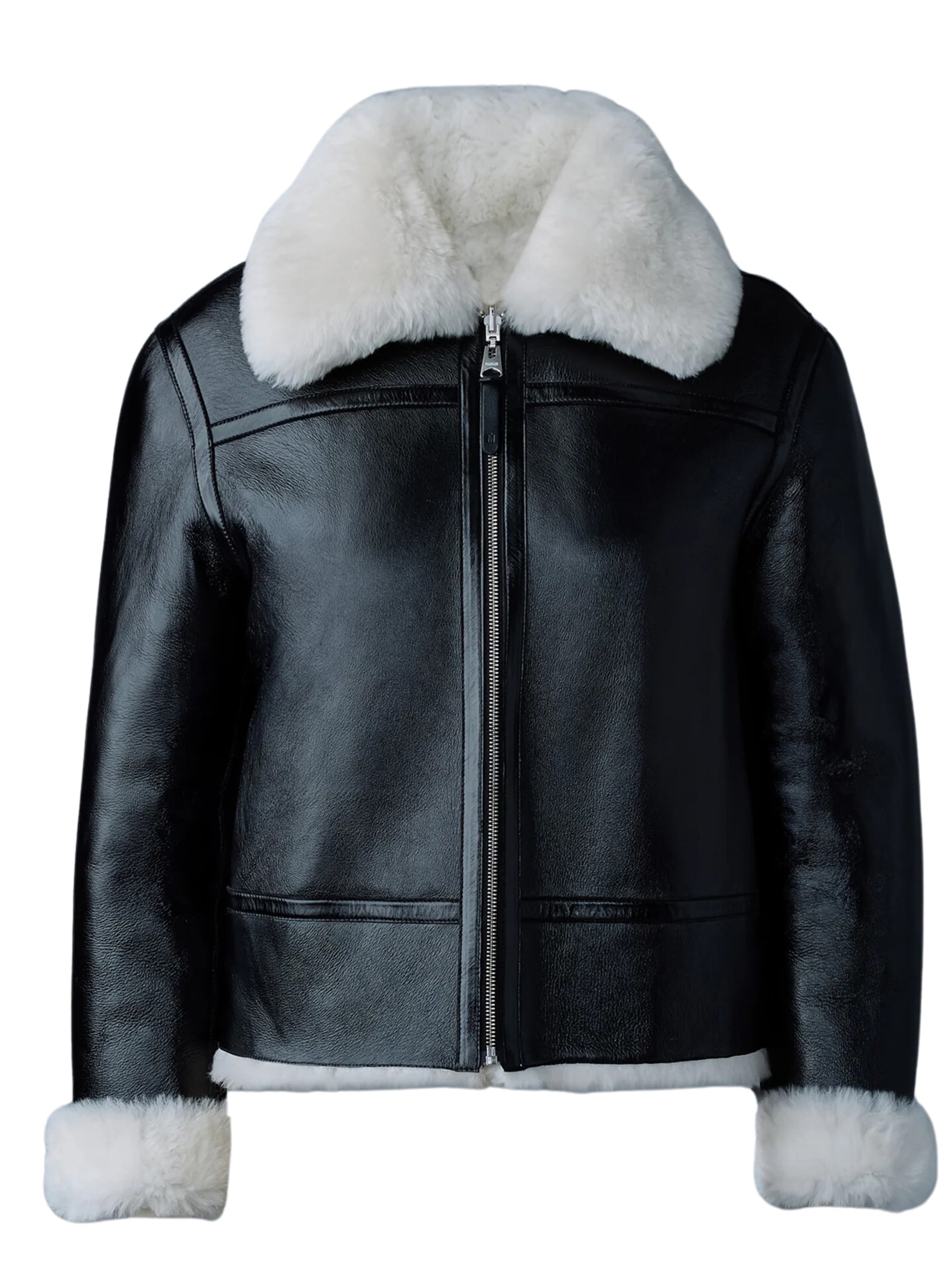 Mackage Betty black cropped sheepskin coat with contrast fur