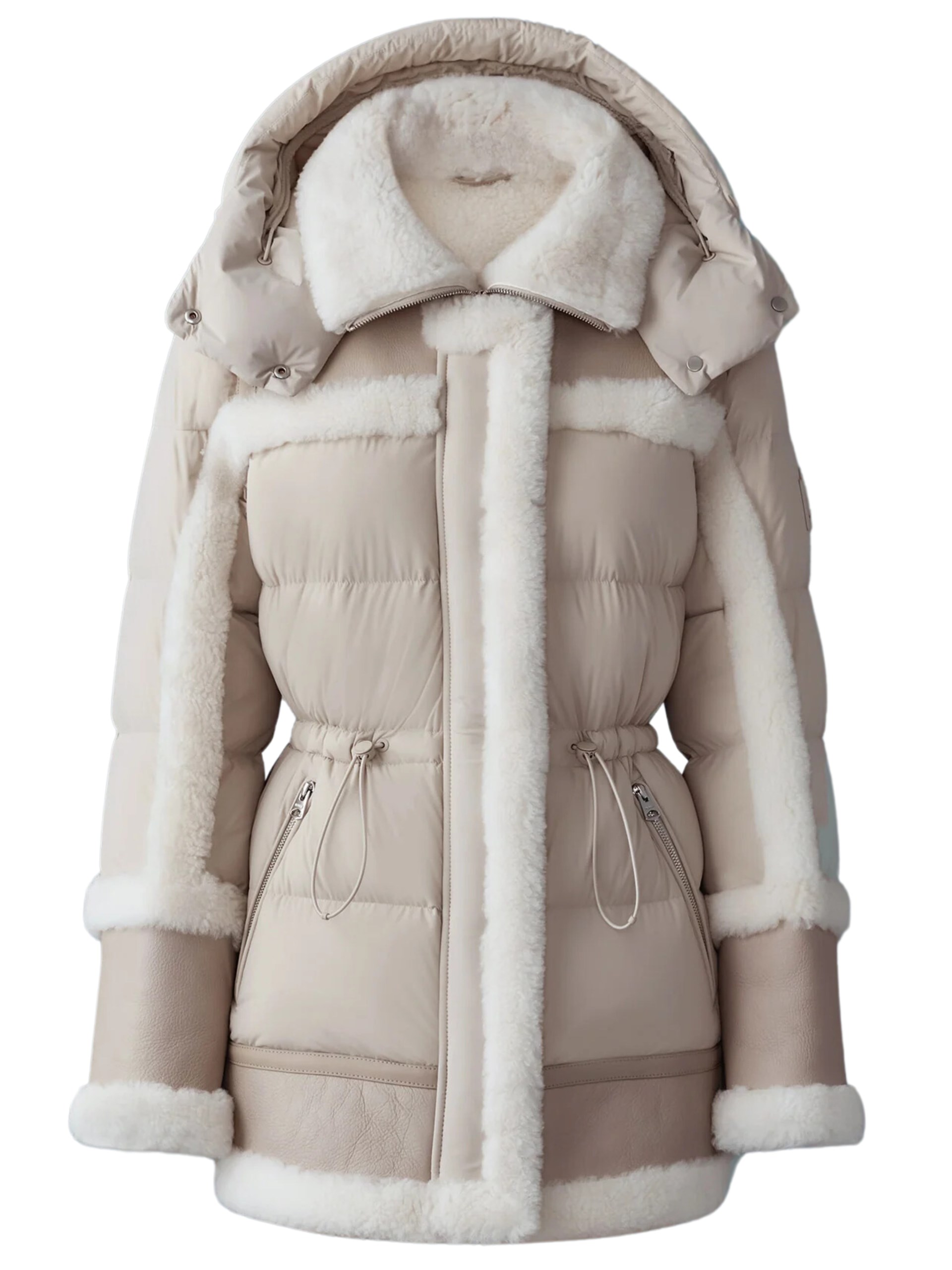 Mackage Lilibeth beige parka with removable hood