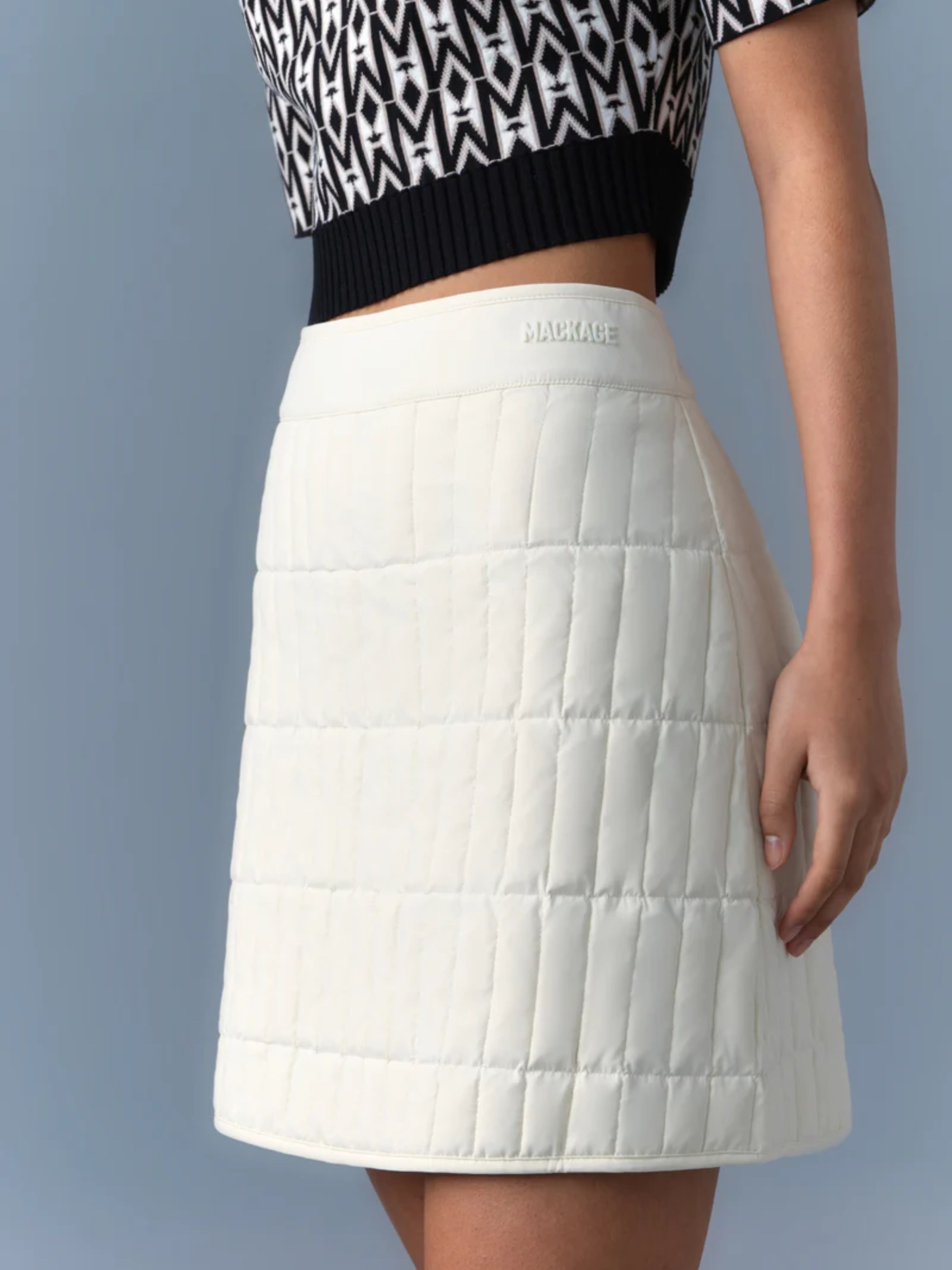 Mackage Tilda Milk Logo Quilted Down Skirt