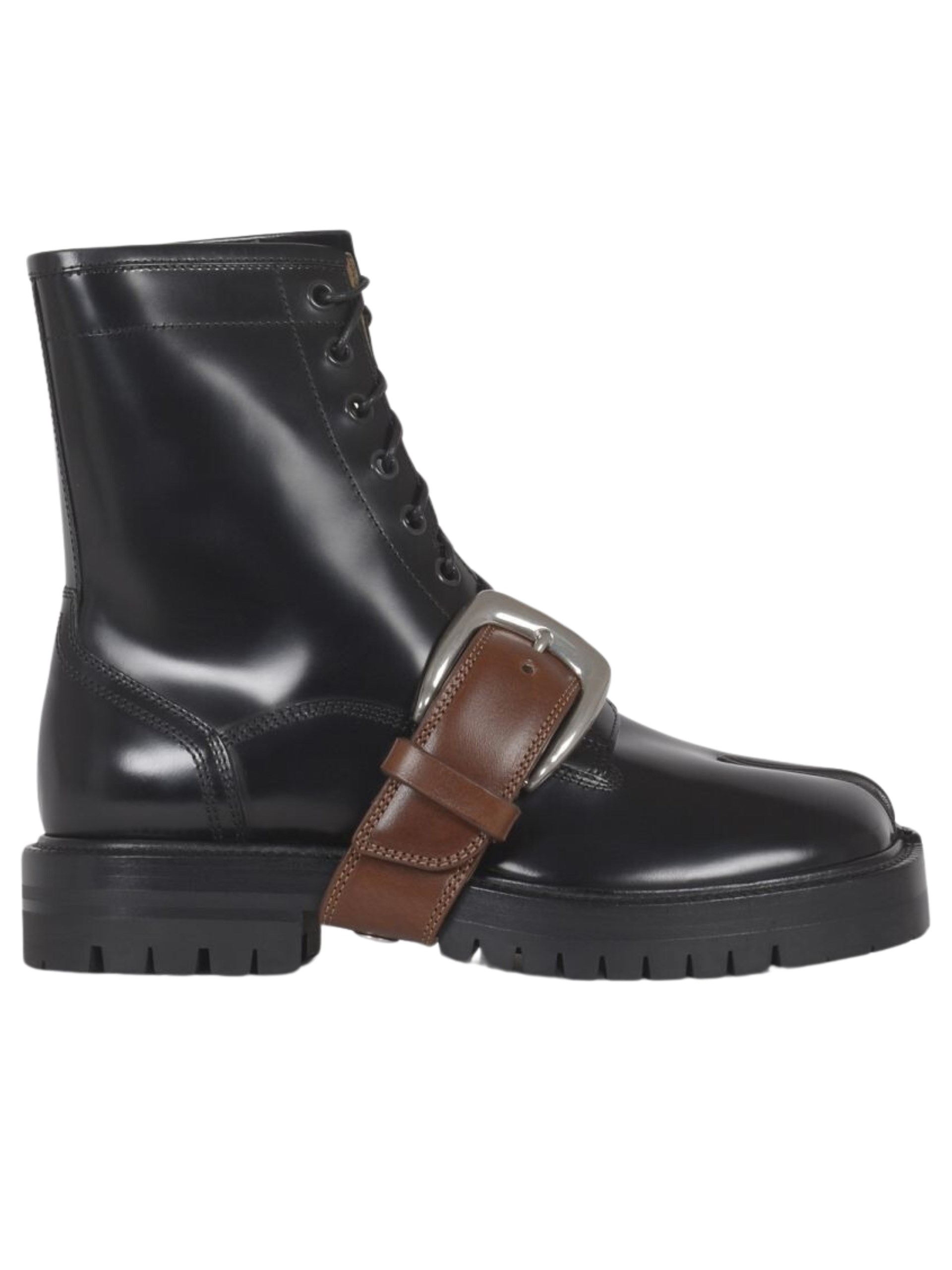 Maison Margiela Anfibi Tabi black boots with removable strap