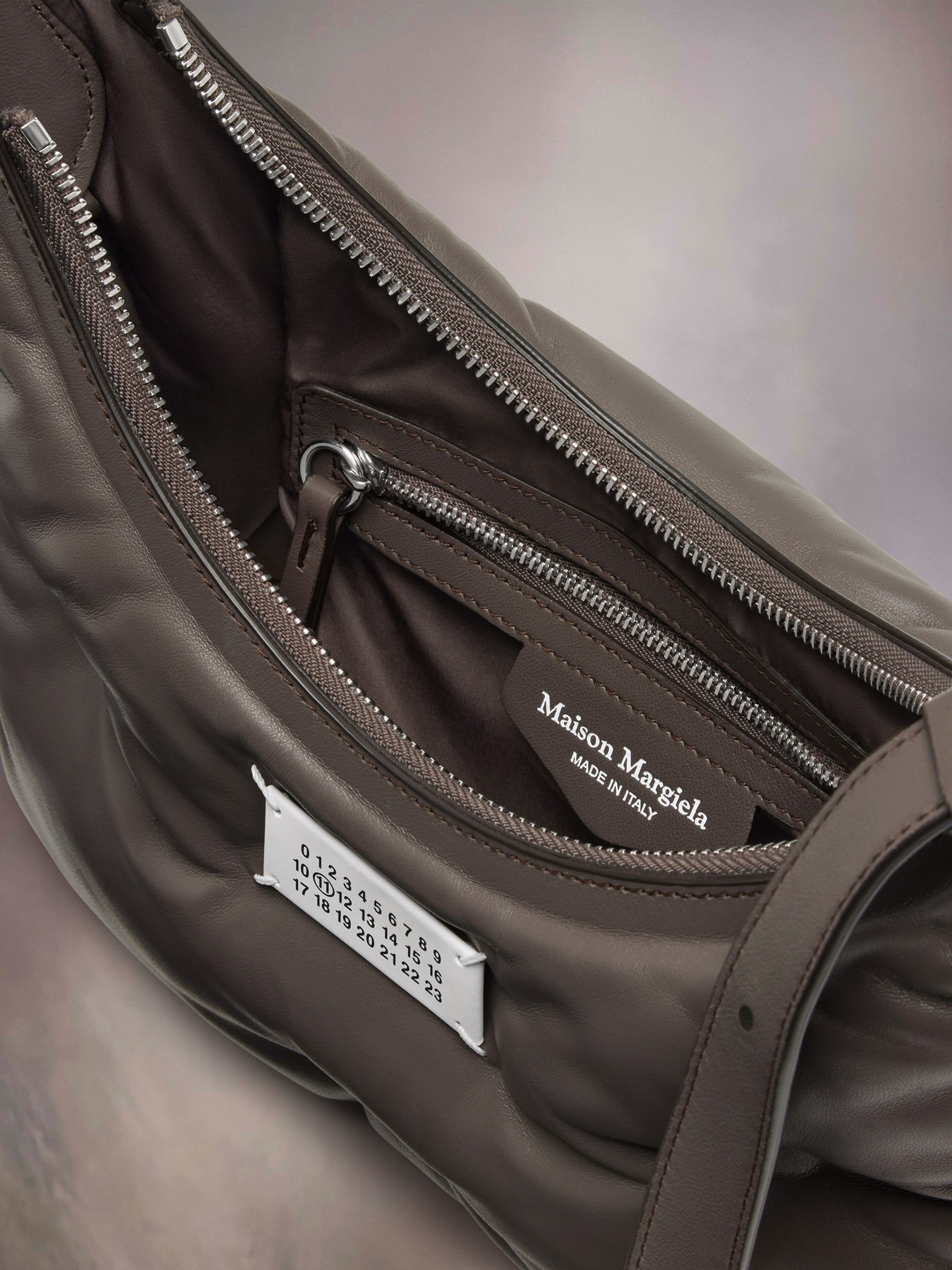 Maison Margiela Glam Slam hobo quilted bag in gray-brown