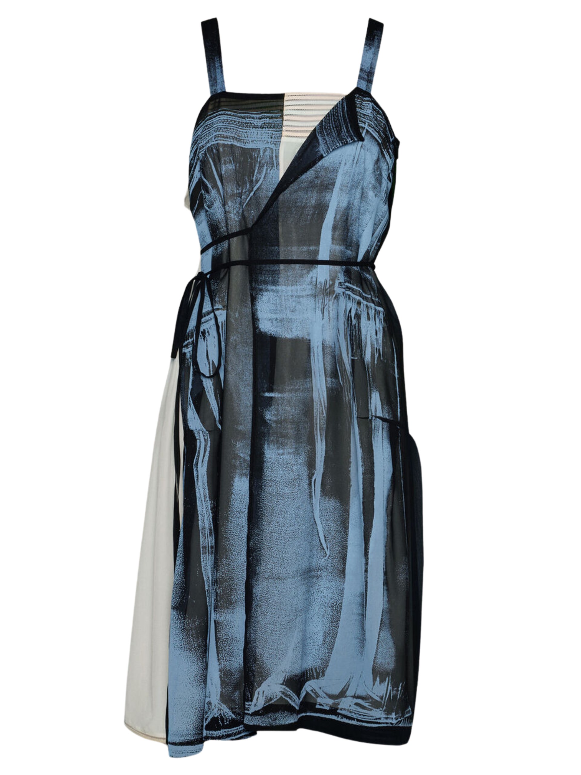Maison Margiela Freeze-frame midi dress in light blue and white