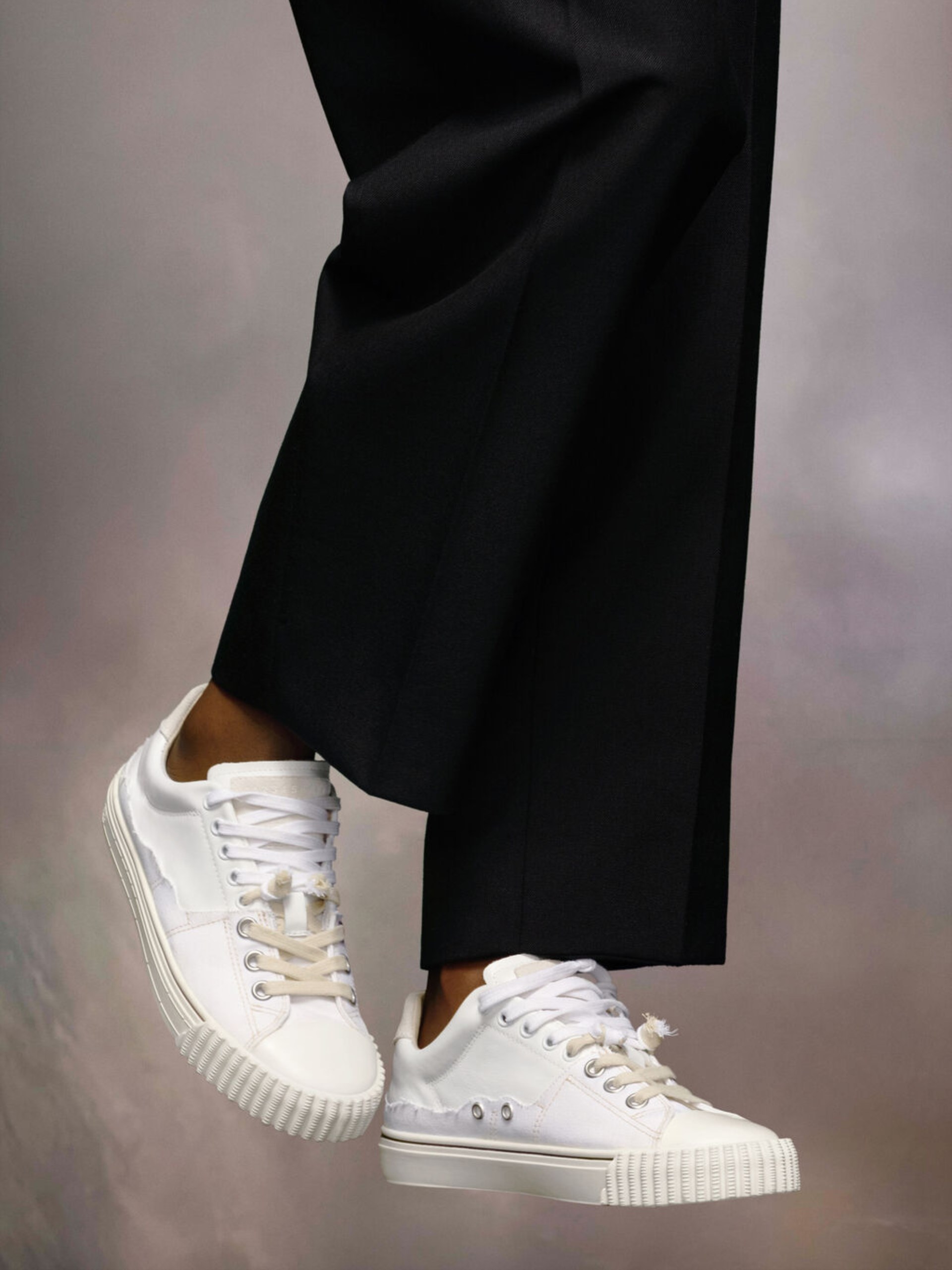 Maison Margiela New Evolution white mixed fabric sneakers