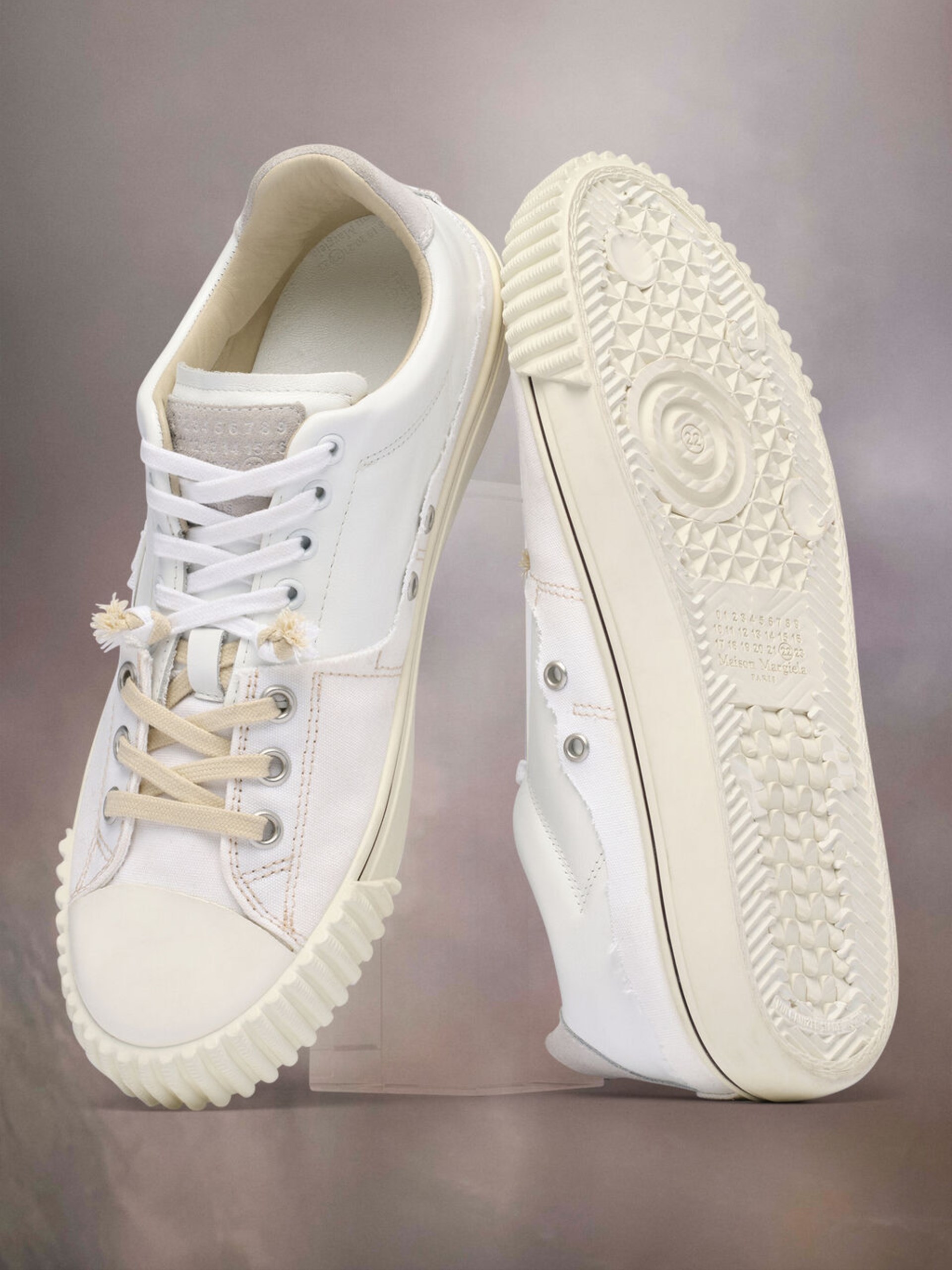 Maison Margiela New Evolution white mixed fabric sneakers