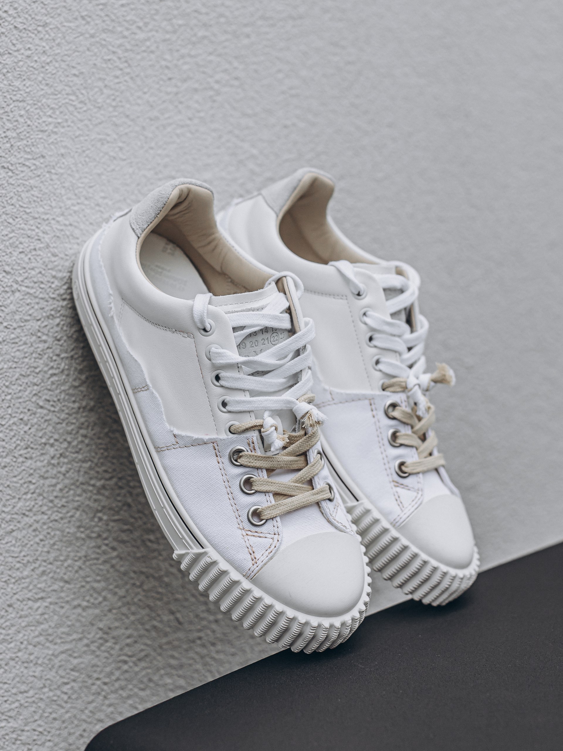 Maison Margiela New Evolution white mixed fabric sneakers