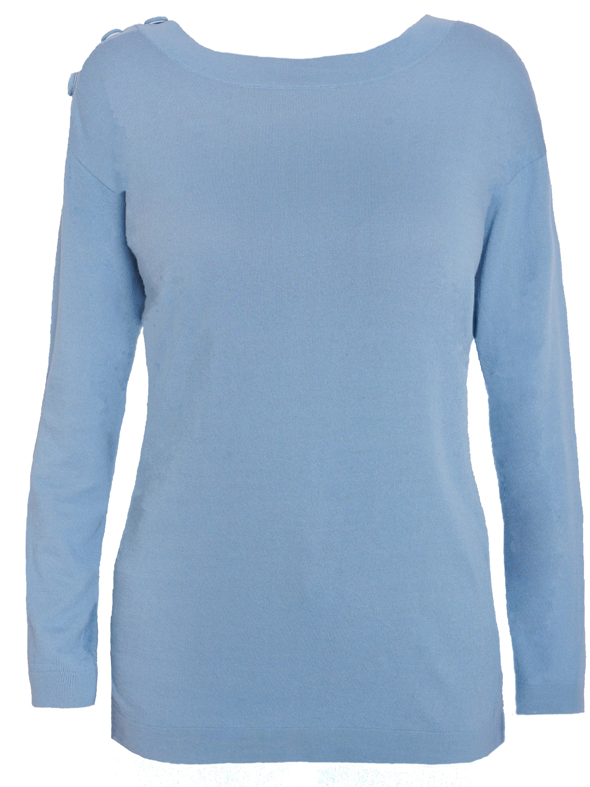 Malo Makò blue sweater with buttons on the shoulder
