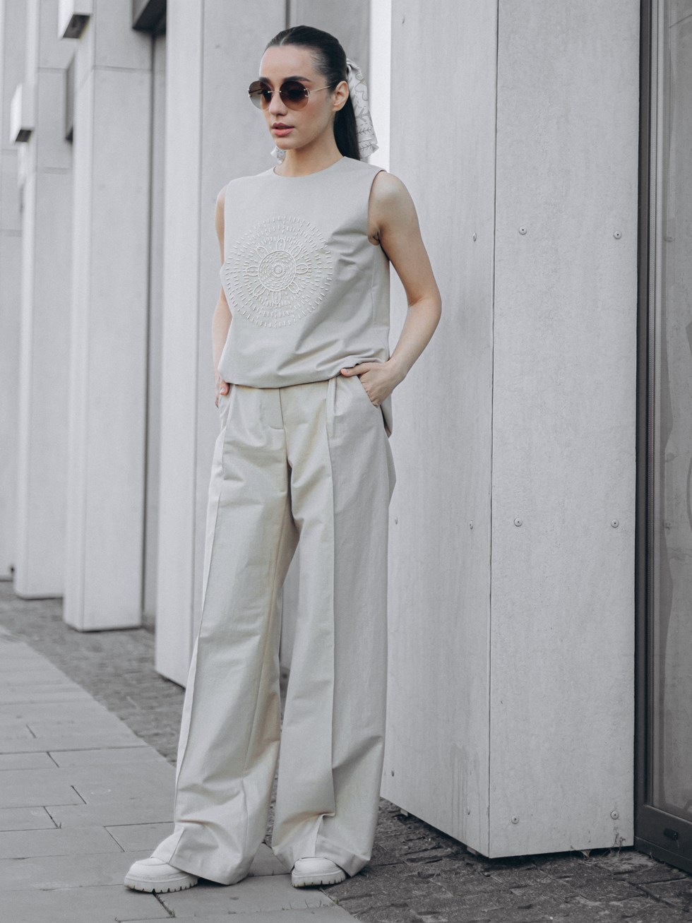 Park Avenue Atelier Straight Fit Light Gray Pants