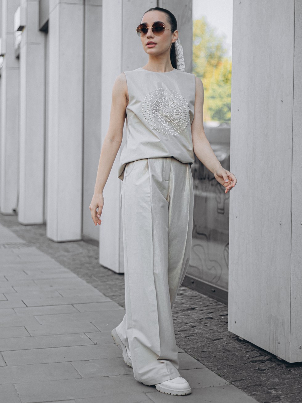 Park Avenue Atelier Straight Fit Light Gray Pants