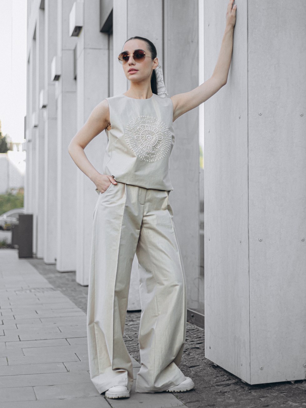 Park Avenue Atelier Straight Fit Light Gray Pants