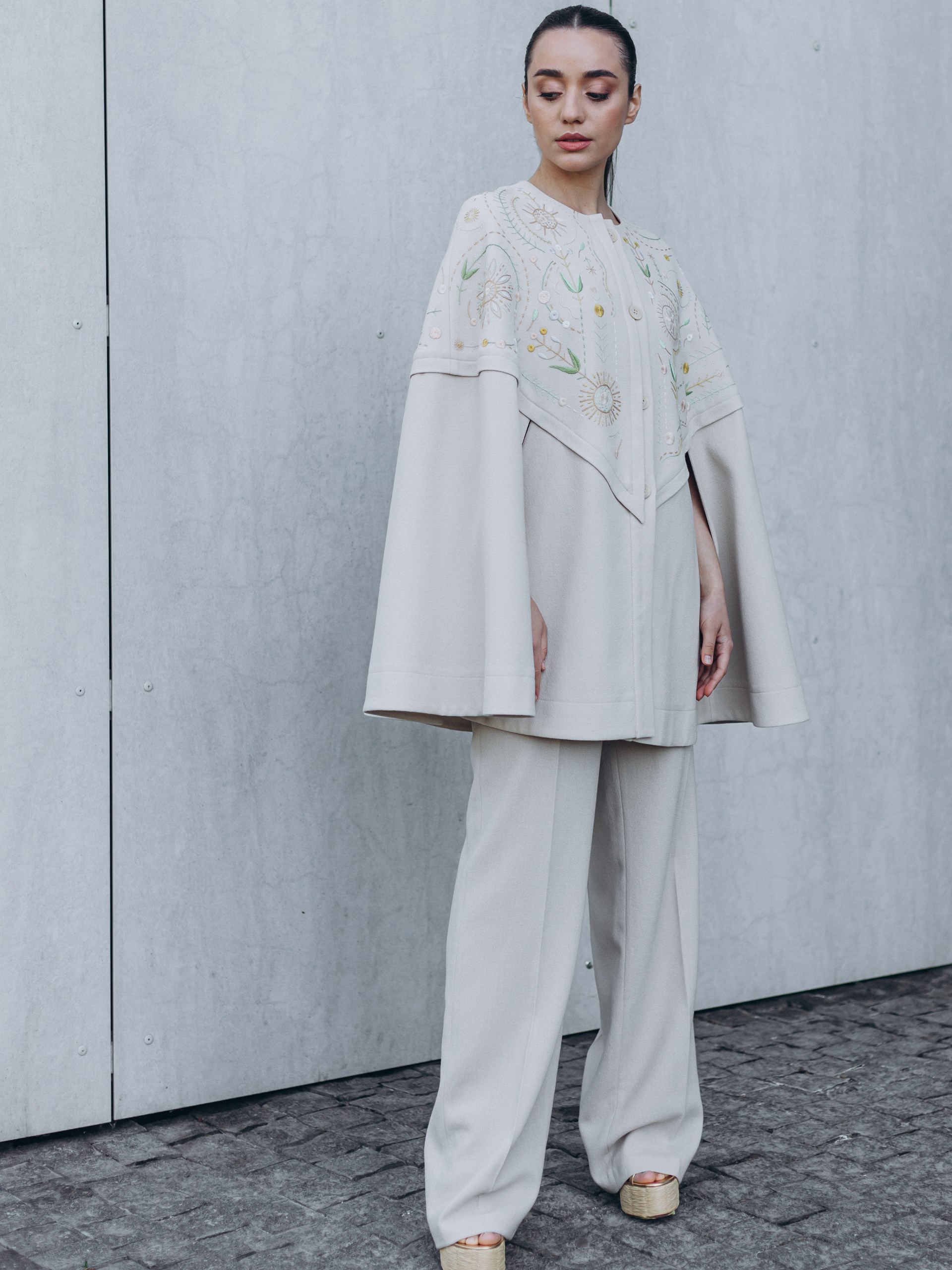 Park Avenue Atelier ivory cape with handmade elements