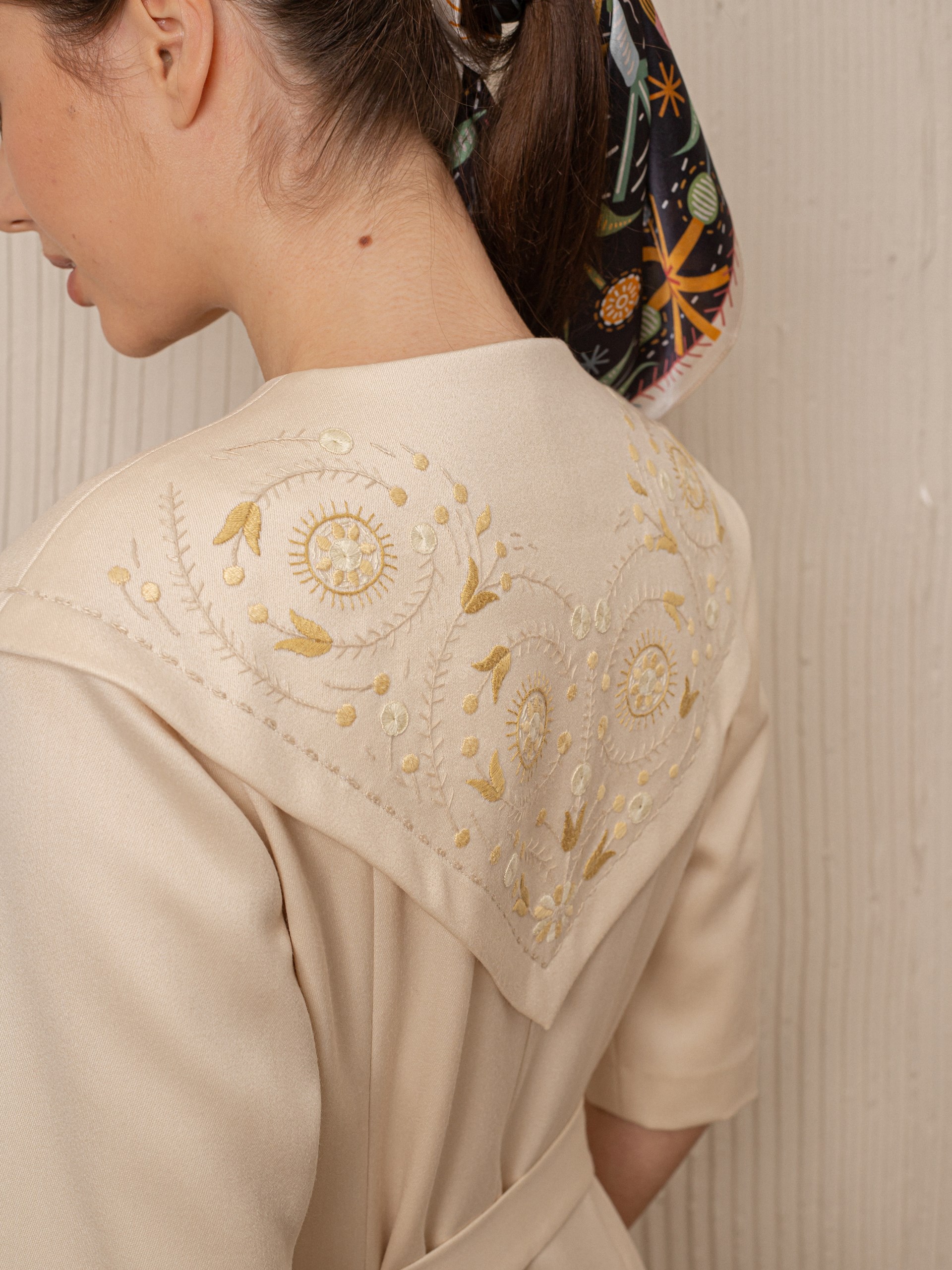Park Avenue Atelier dress with hand-stitched embroidery