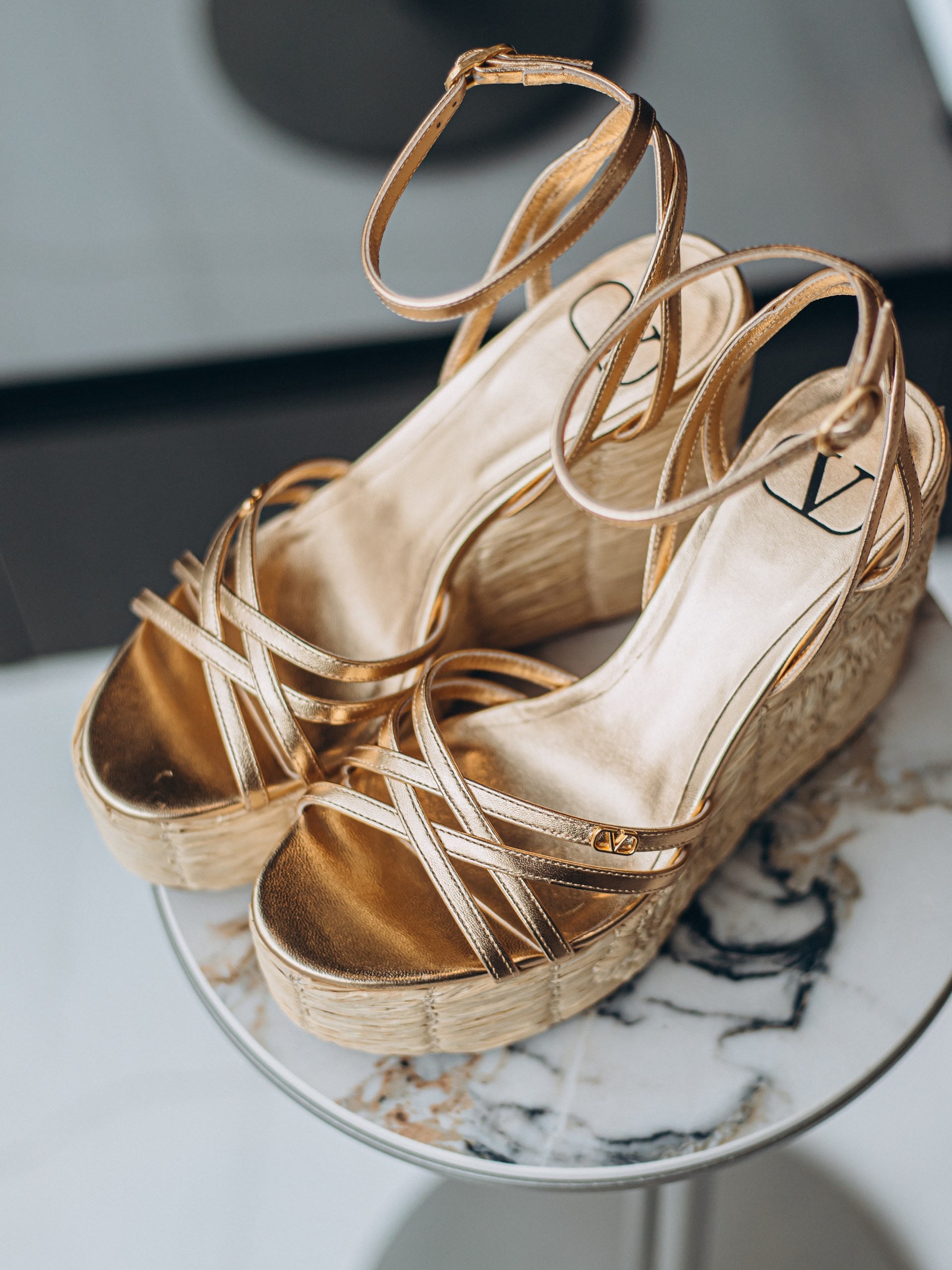 Valentino Garavani high platform gold sandals