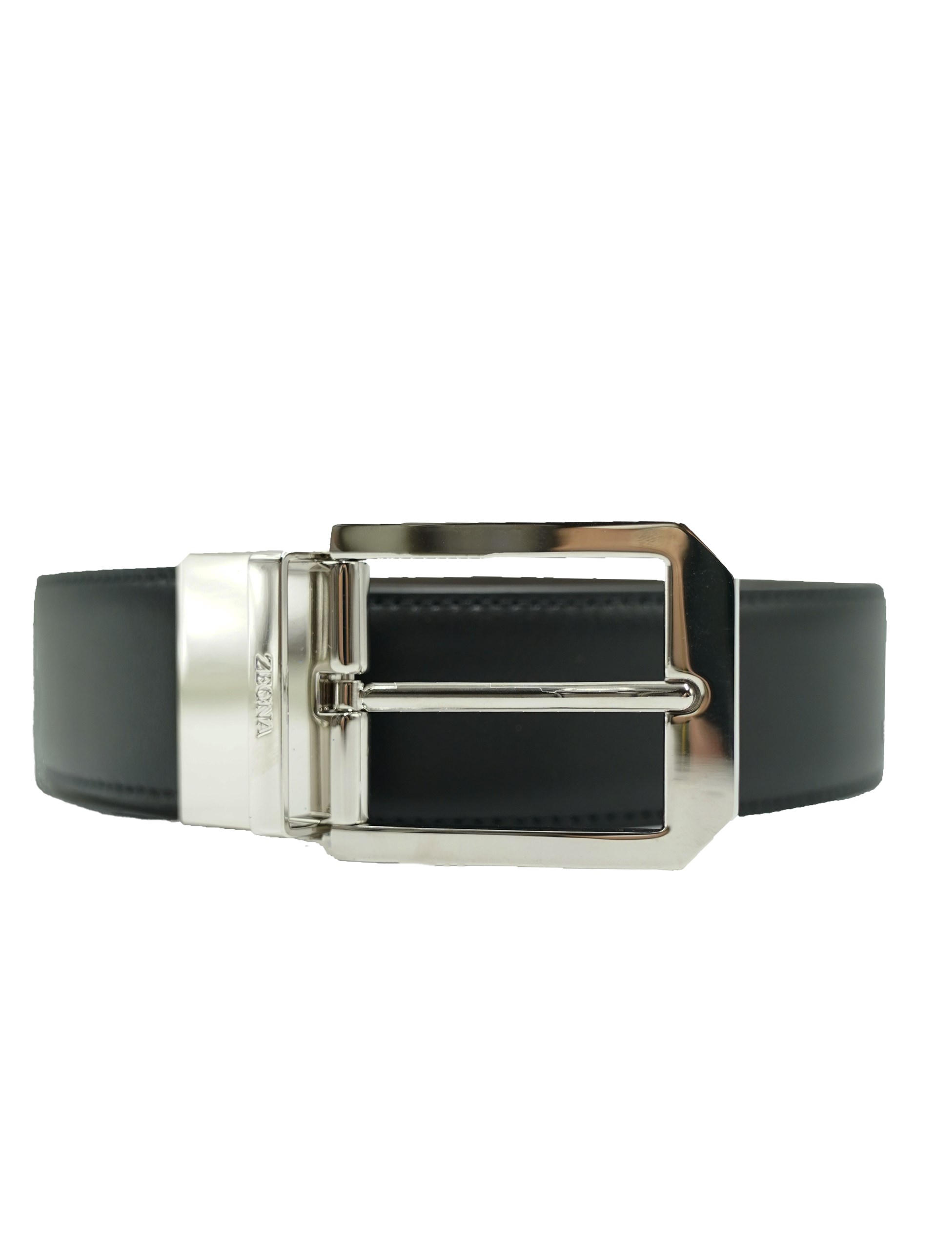 Zegna black leather belt for men