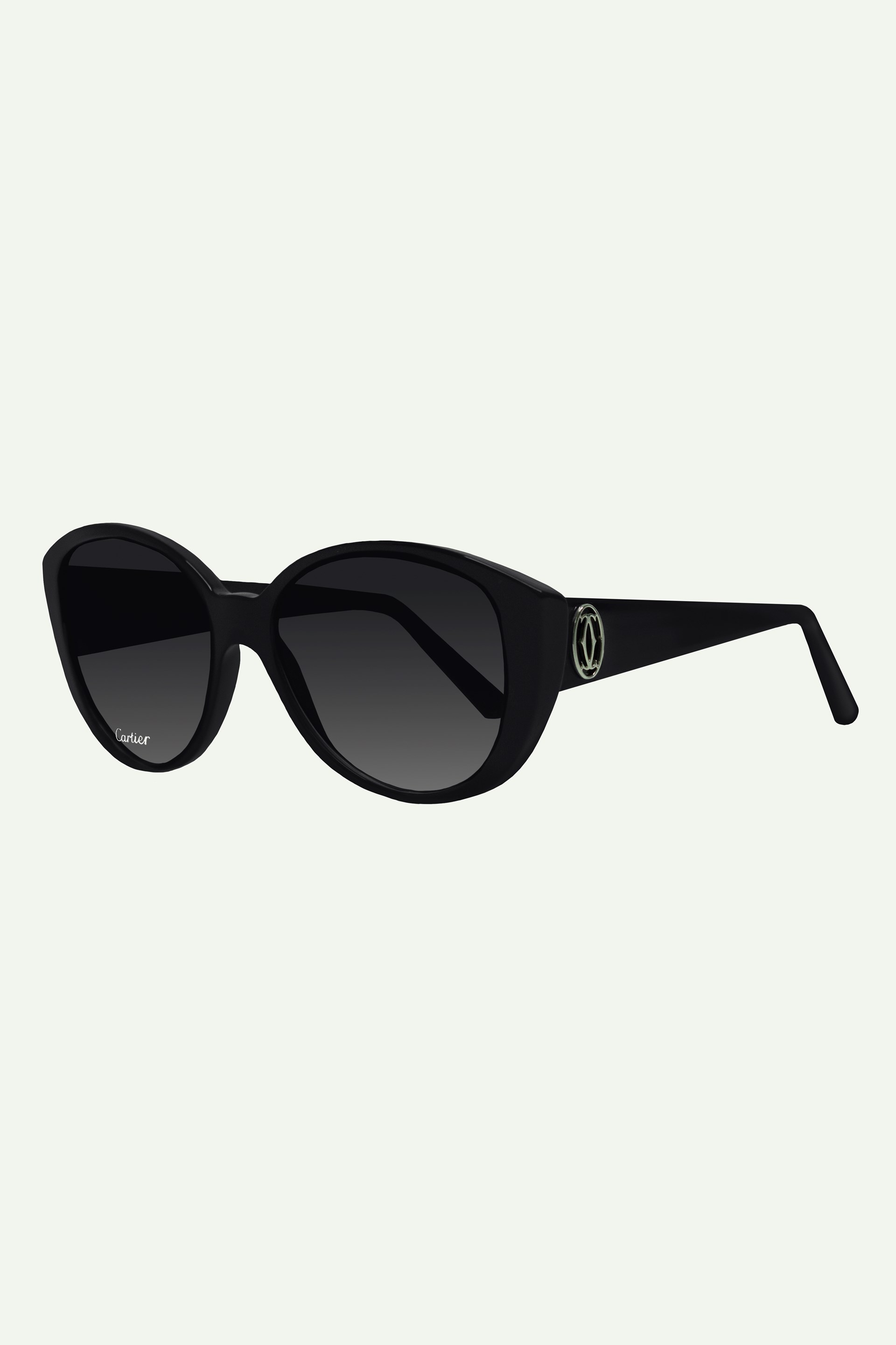 Black Cartier sunglasses with dark gray lenses