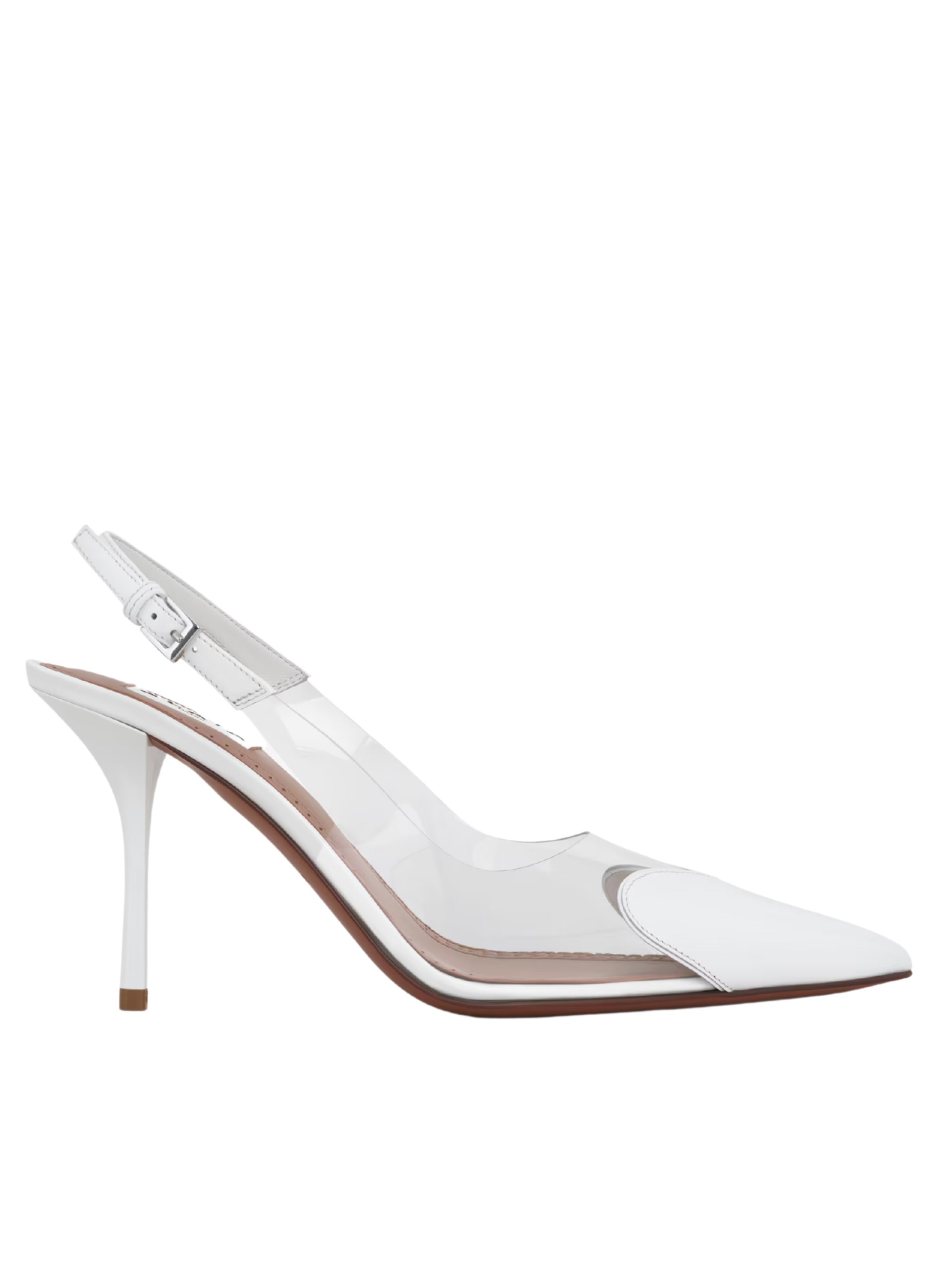 White slingbacks by Alaia LE CŒUR with transparent inserts
