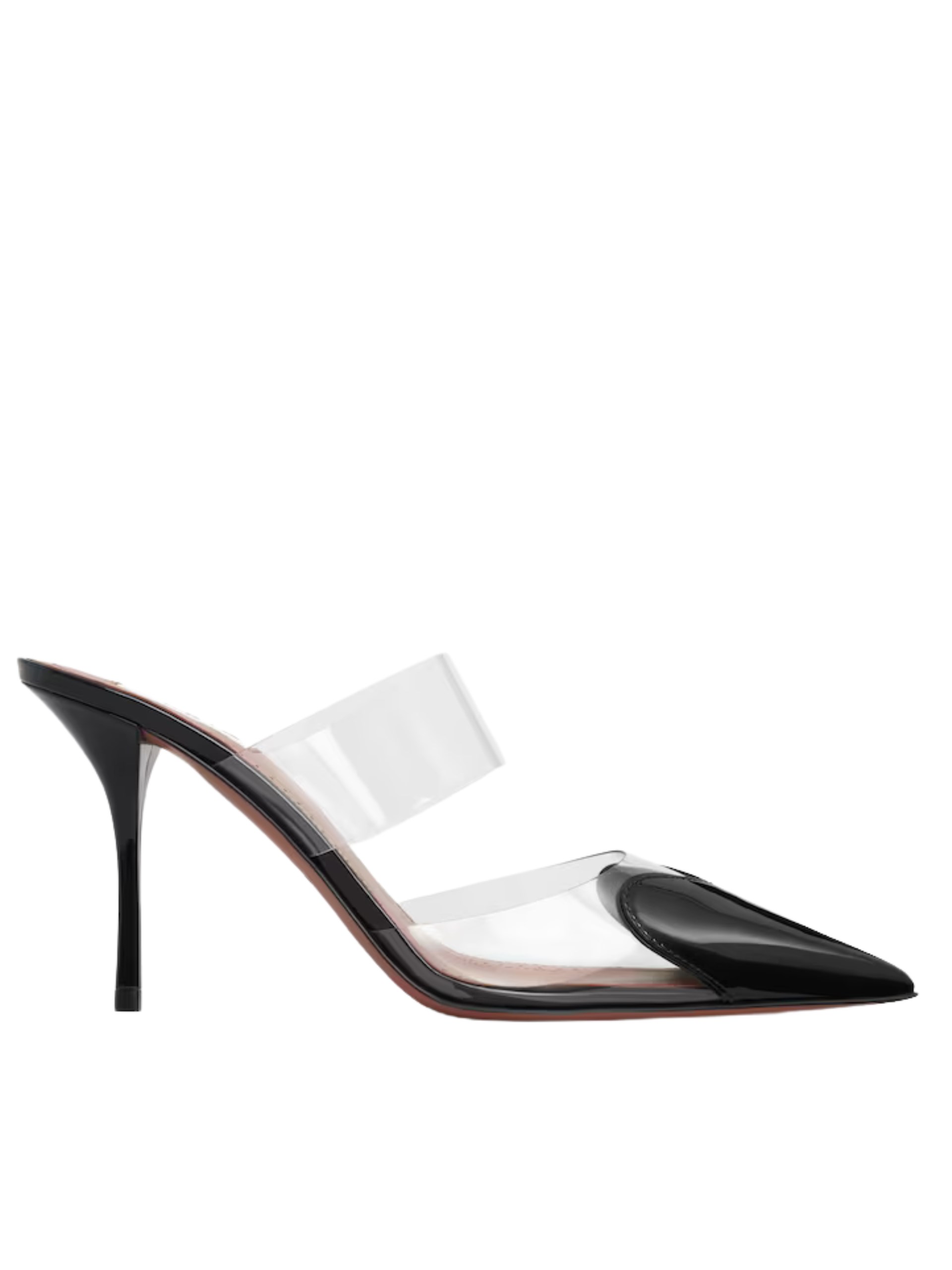 Black Alaia LE CŒUR mules with transparent inserts on the heels