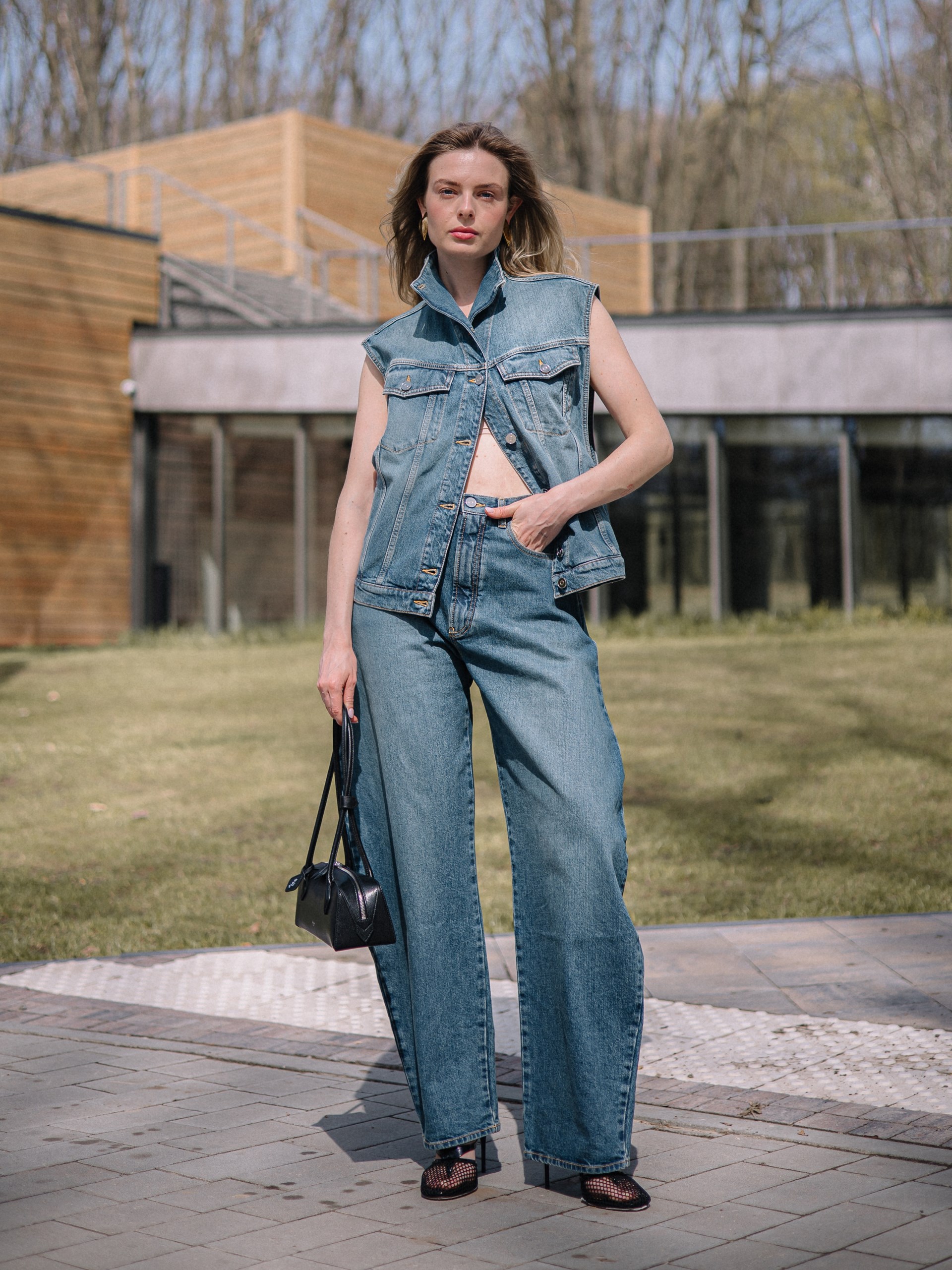 Alaia blue high-rise cropped jeans