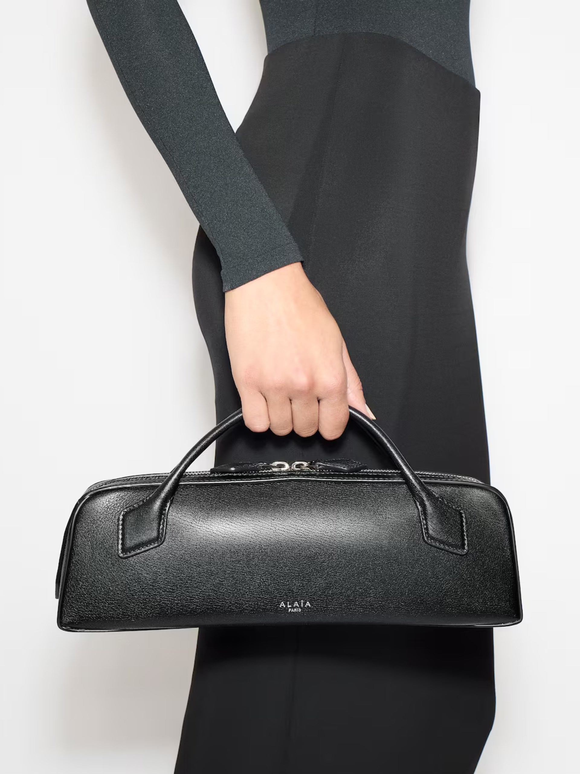 Black leather clutch bag Alaia LE TECKEL