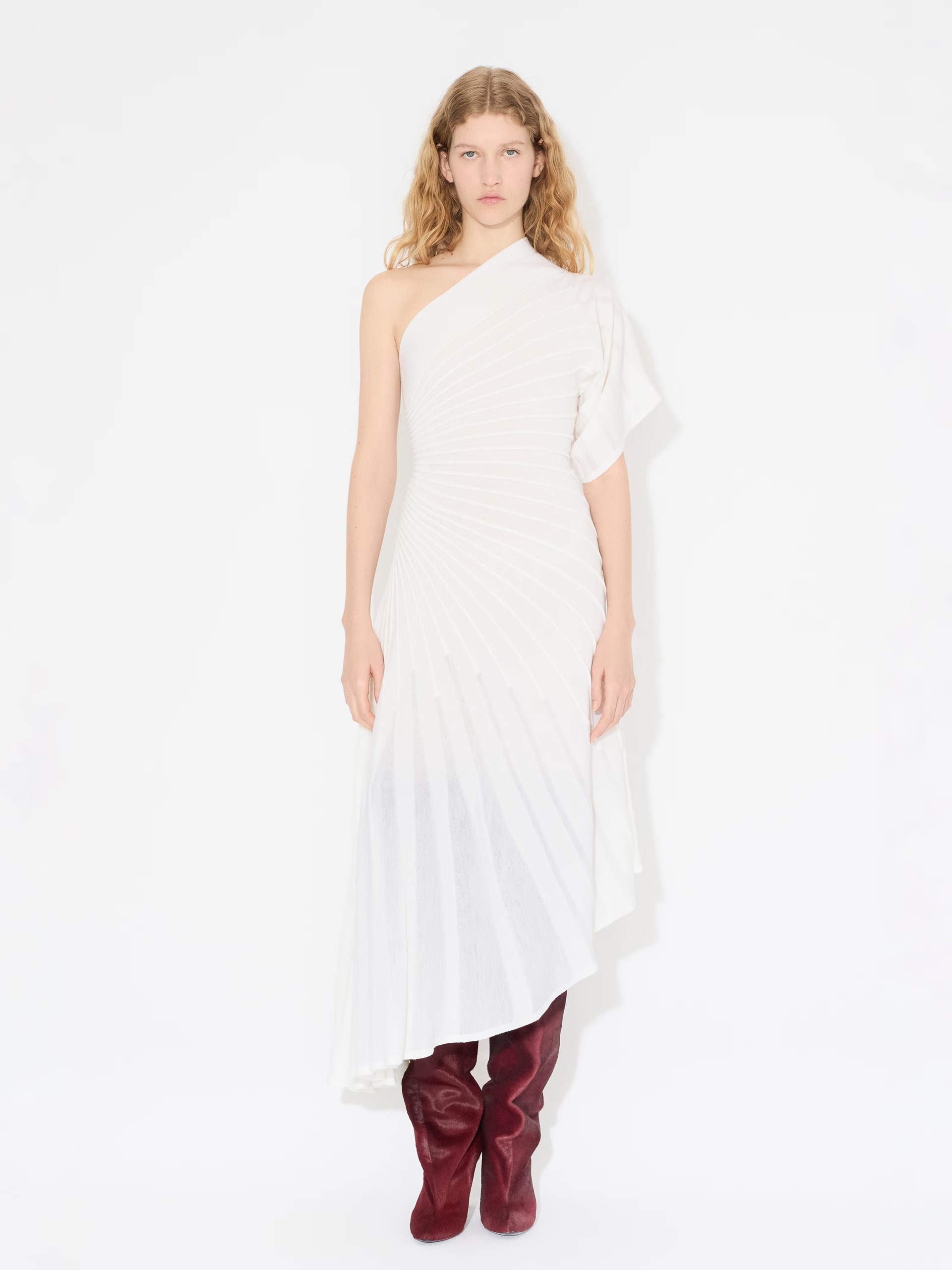 Alaia white asymmetric wool dress