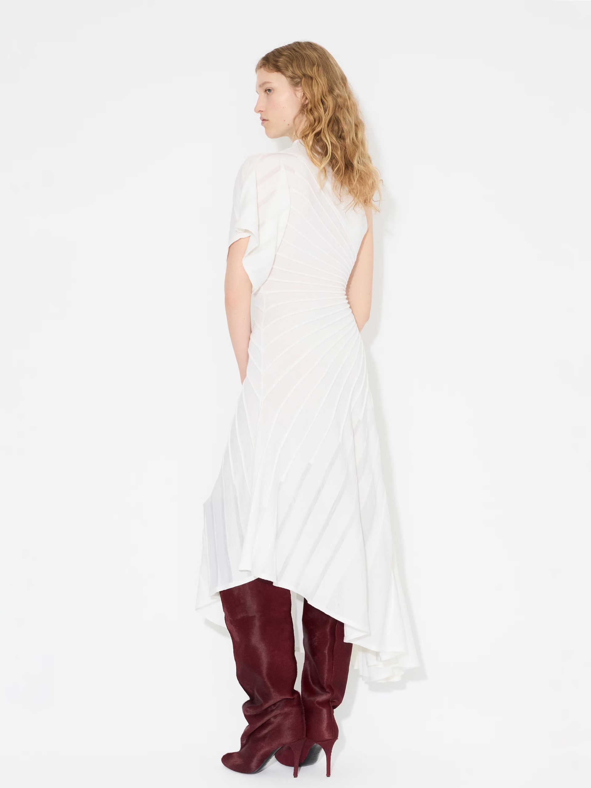 Alaia white asymmetric wool dress
