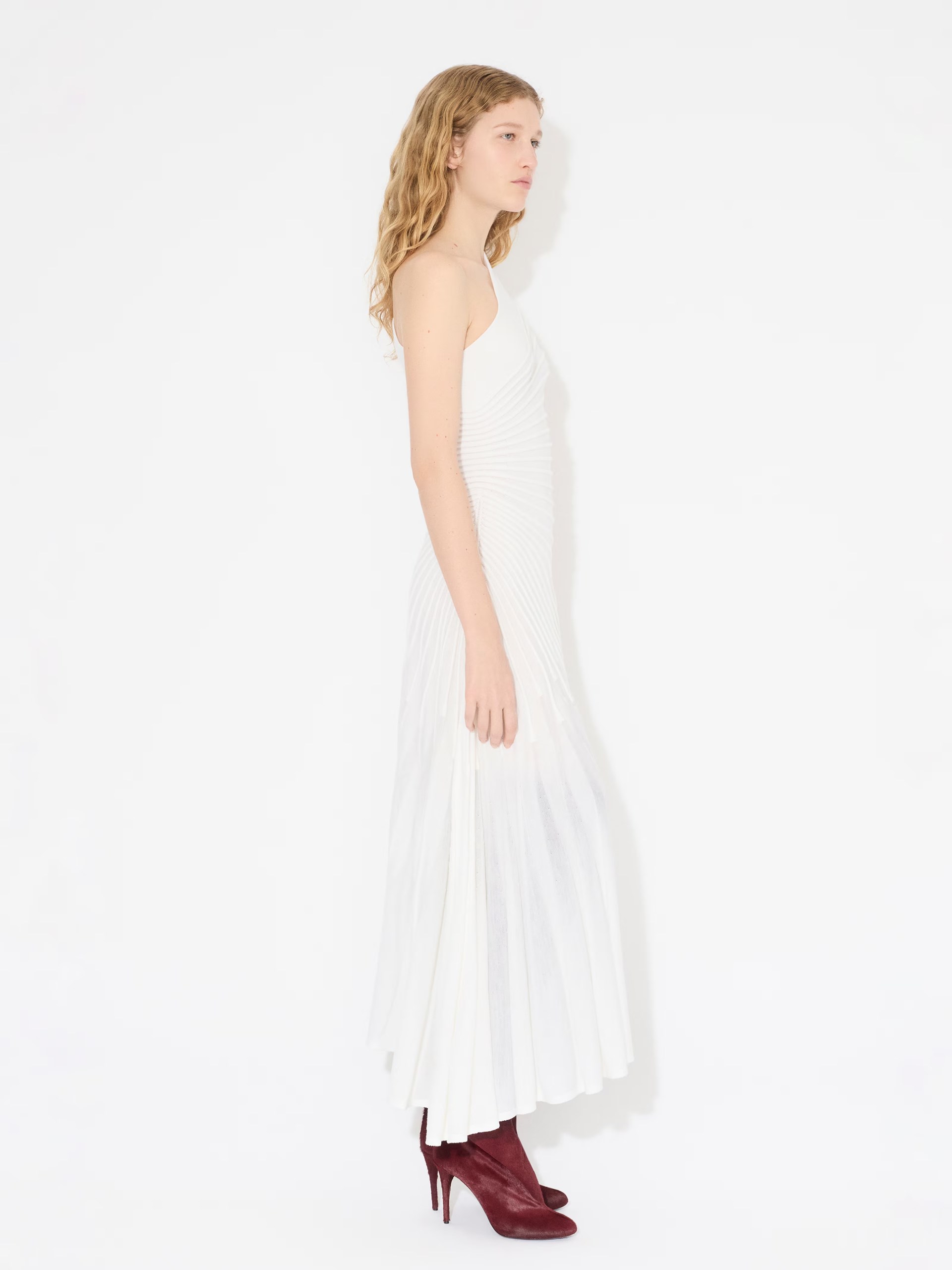 Alaia white asymmetric wool dress