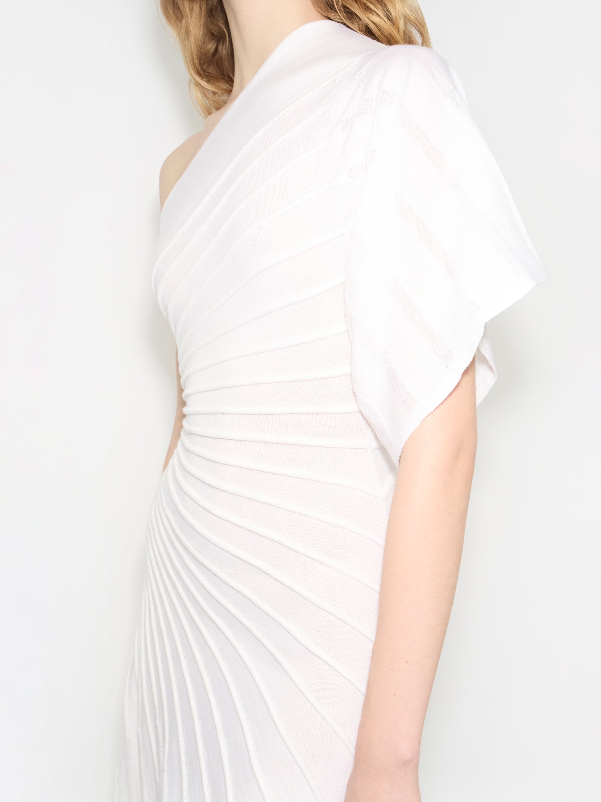 Alaia white asymmetric wool dress