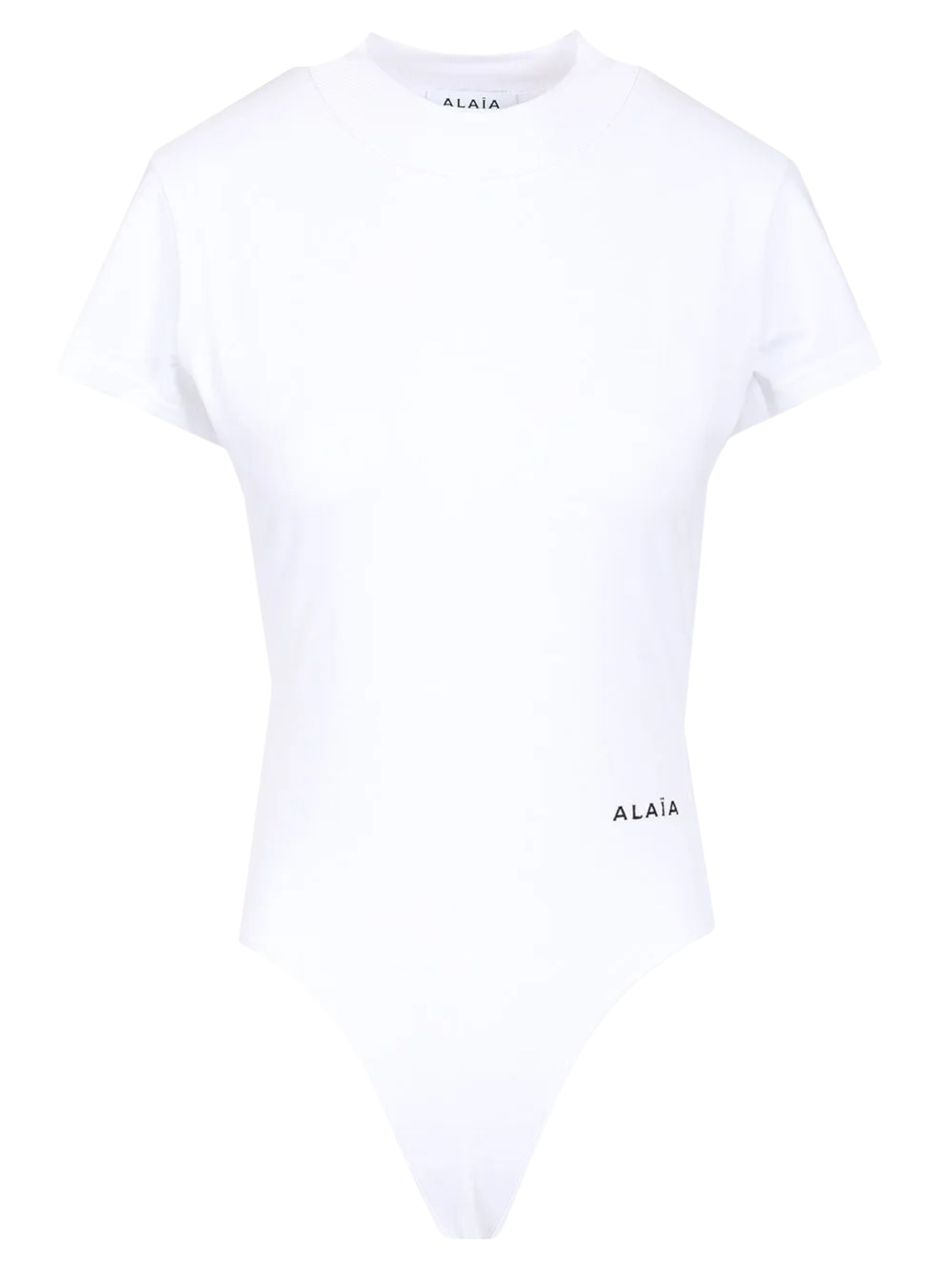 Alaia white bodysuit with contrast logo