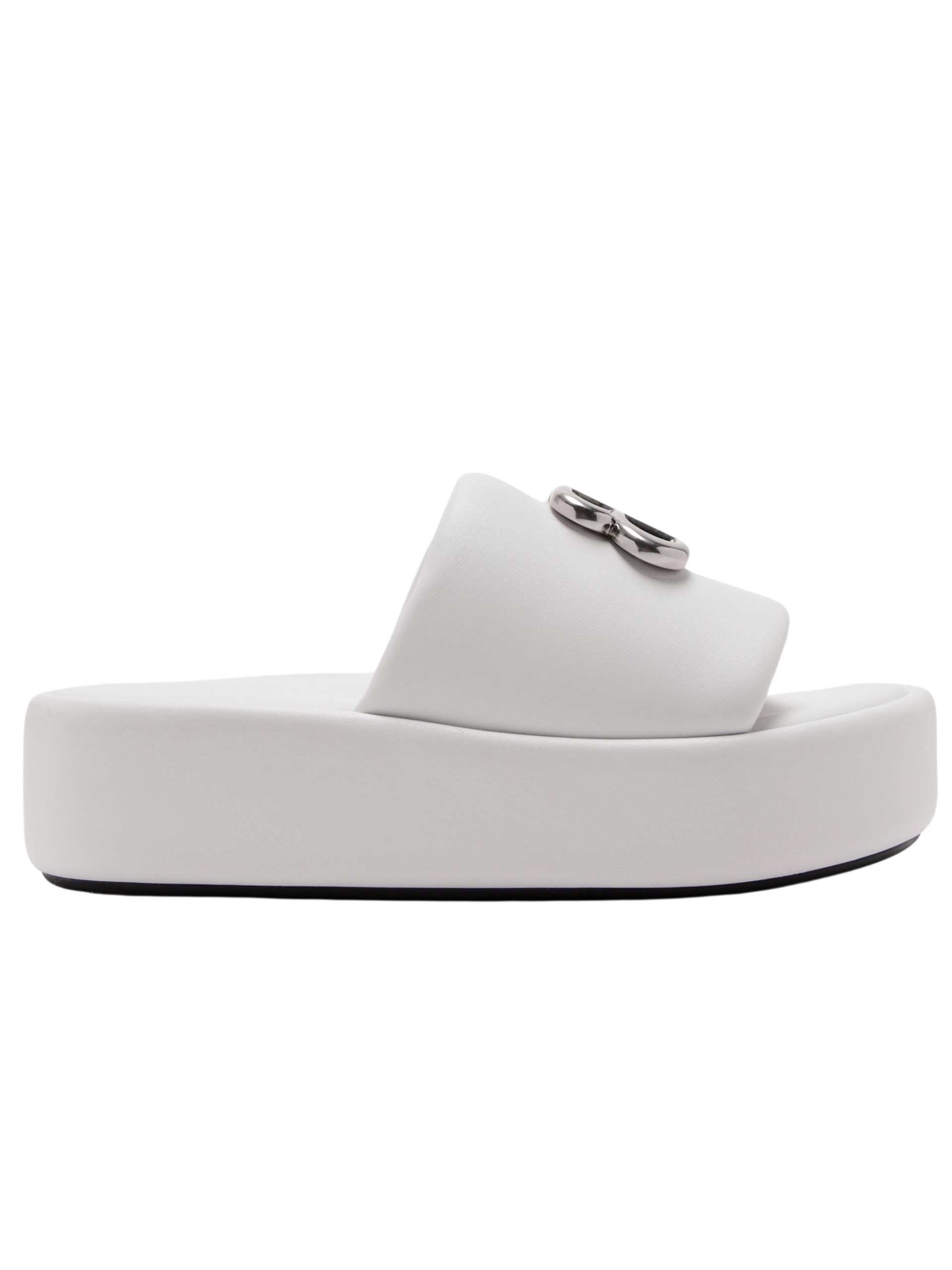 Balenciaga white high-soled flip-flops with BB logo