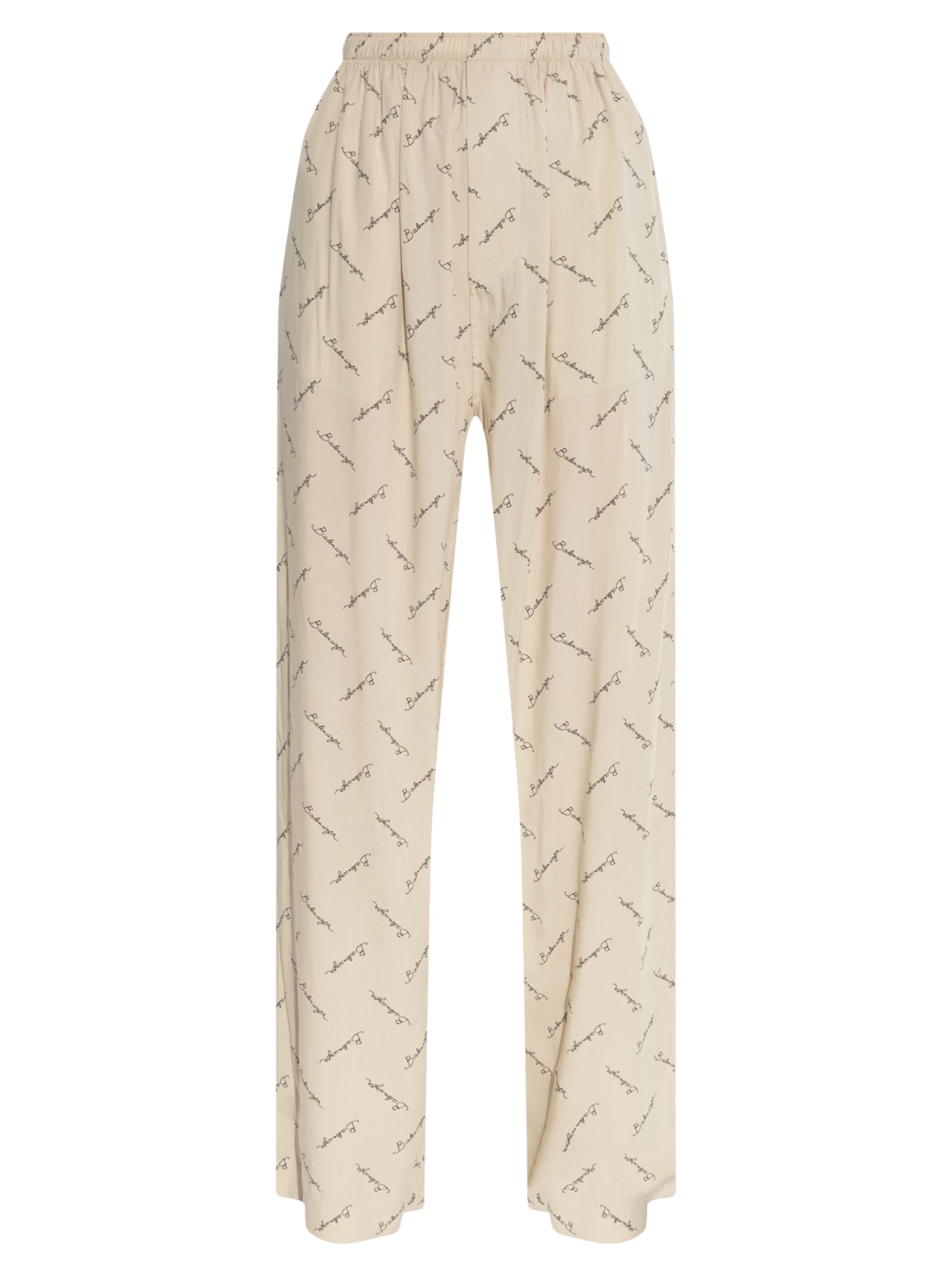 Balenciaga beige wide-leg pants with logo