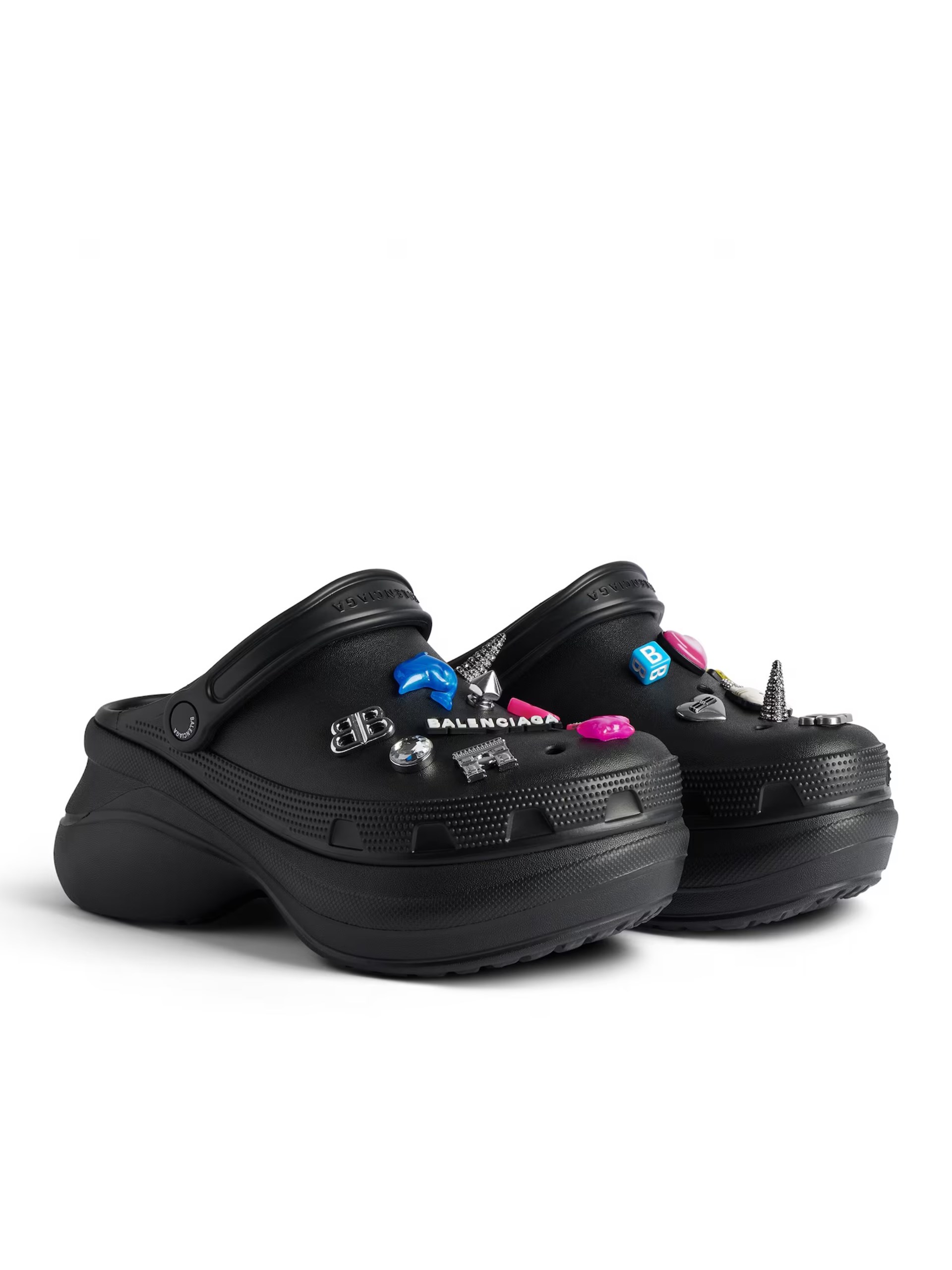Чорні мюлі Balenciaga Crocs™ з підвісками Jibbitz™