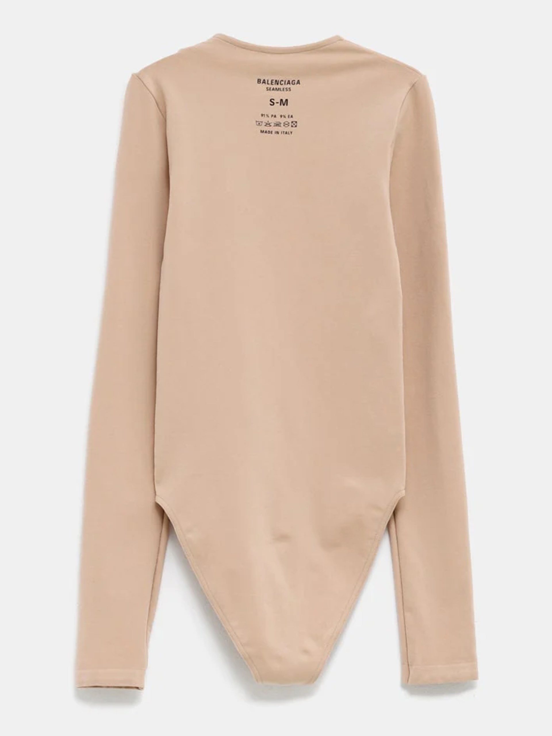 Balenciaga beige seamless long sleeve bodysuit