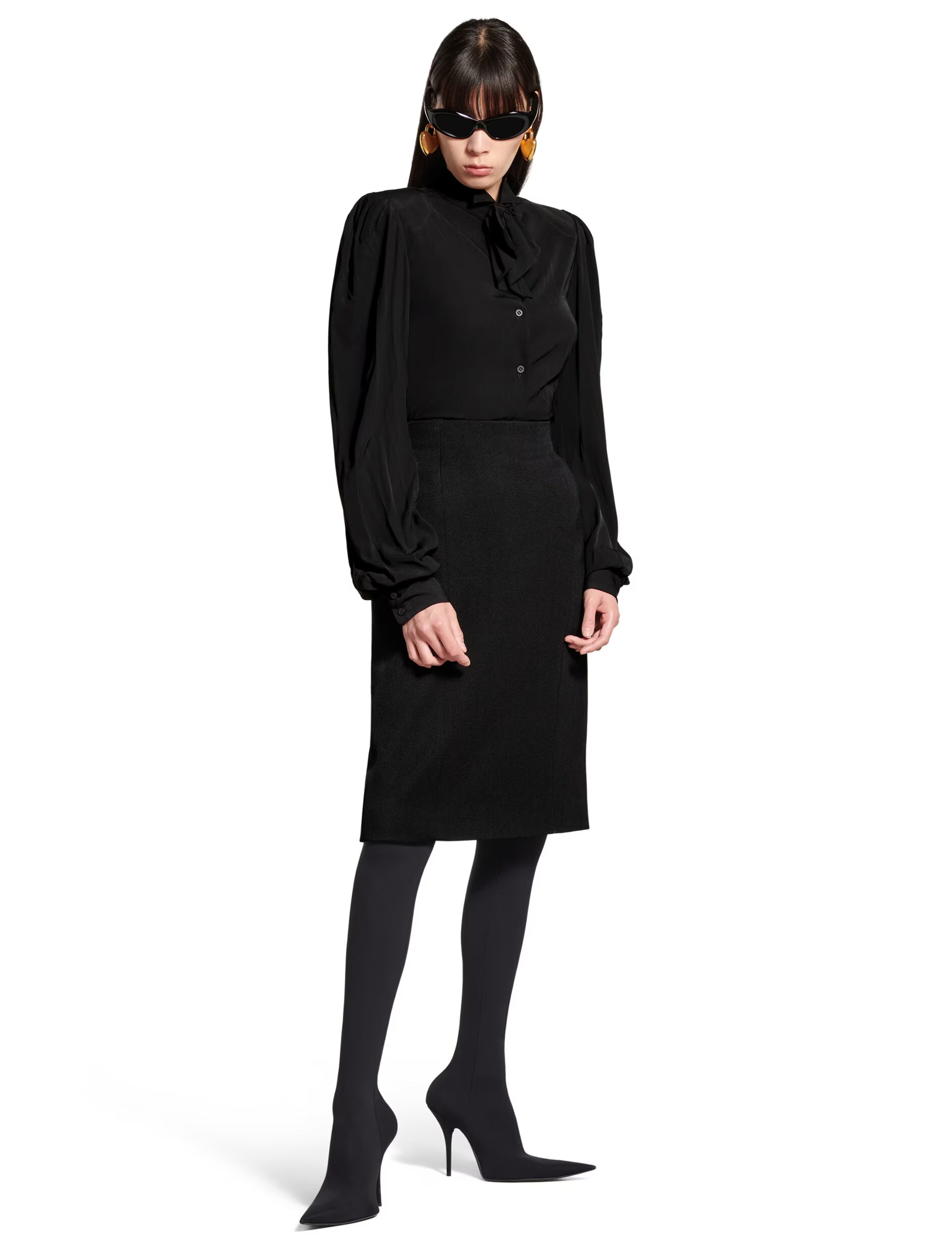 Чорна блуза Balenciaga з бантом