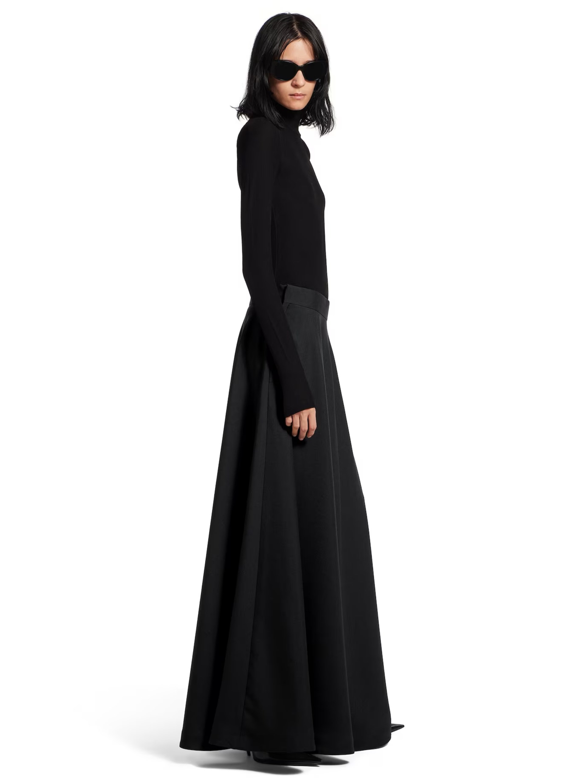 Balenciaga black wool maxi skirt