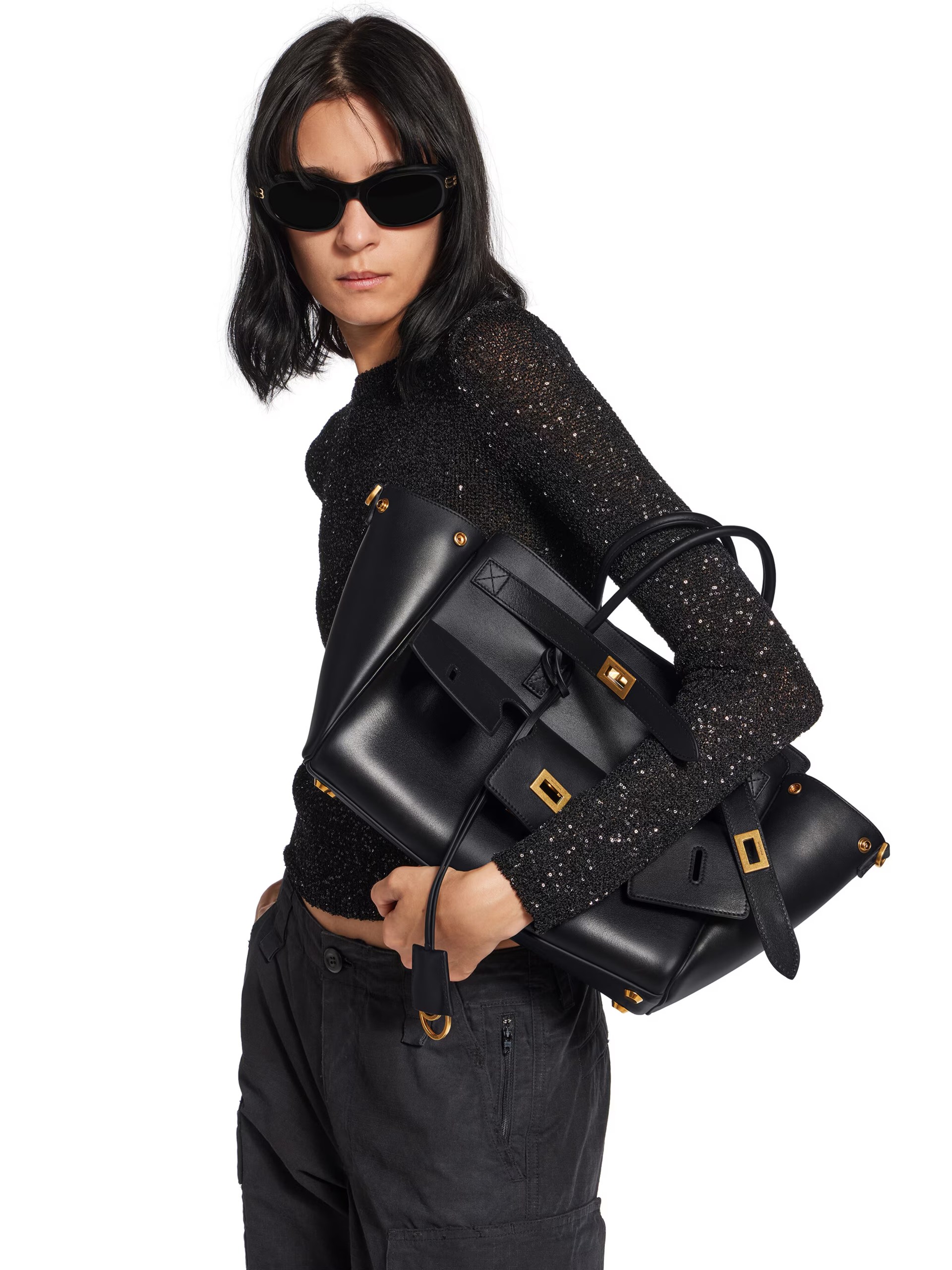 Balenciaga Bel Air black bag with gold hardware