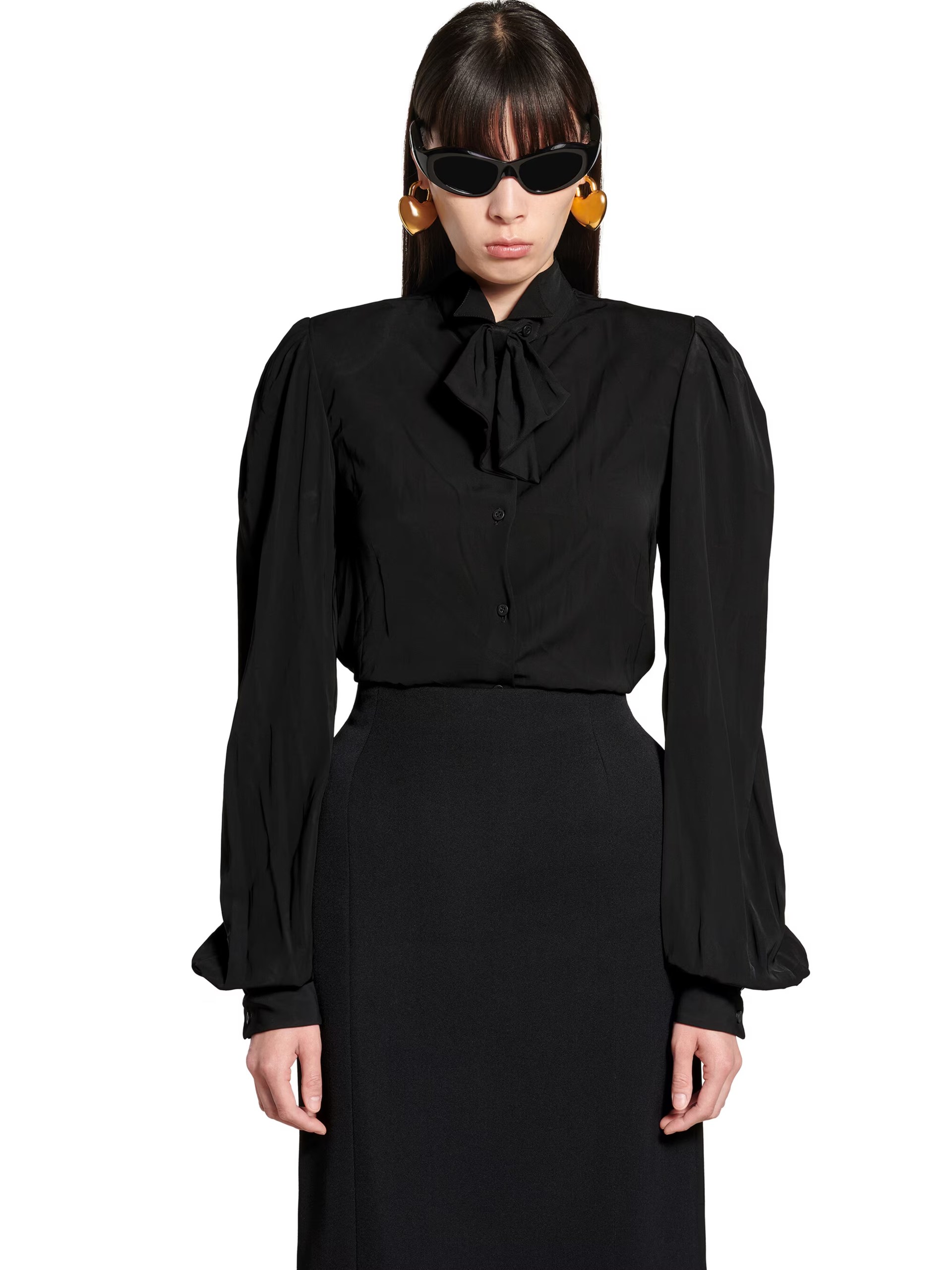 Balenciaga black blouse with bow