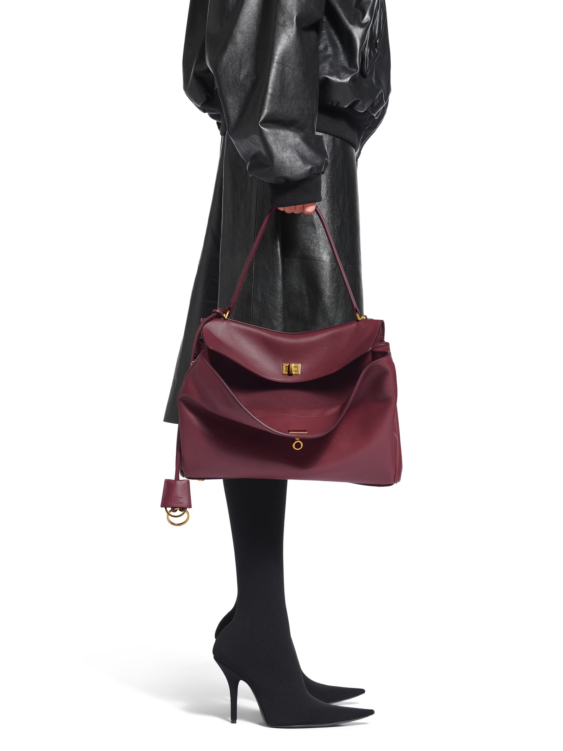 Balenciaga Rodeo Medium burgundy leather bag