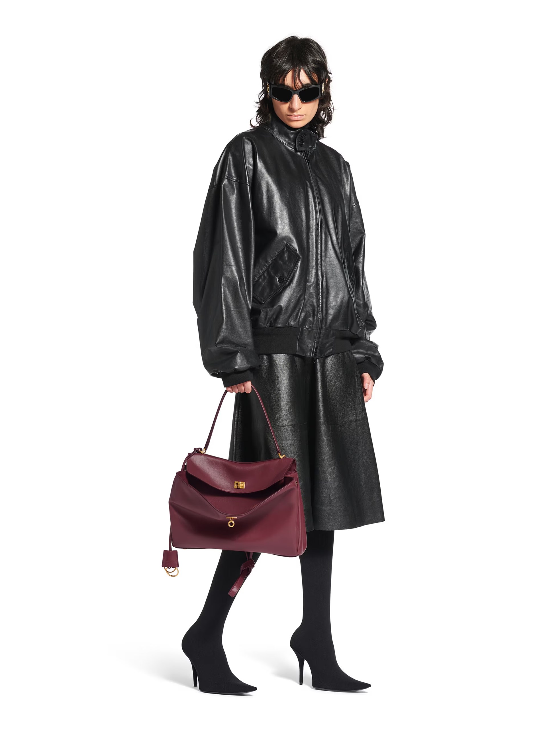 Balenciaga Rodeo Medium burgundy leather bag