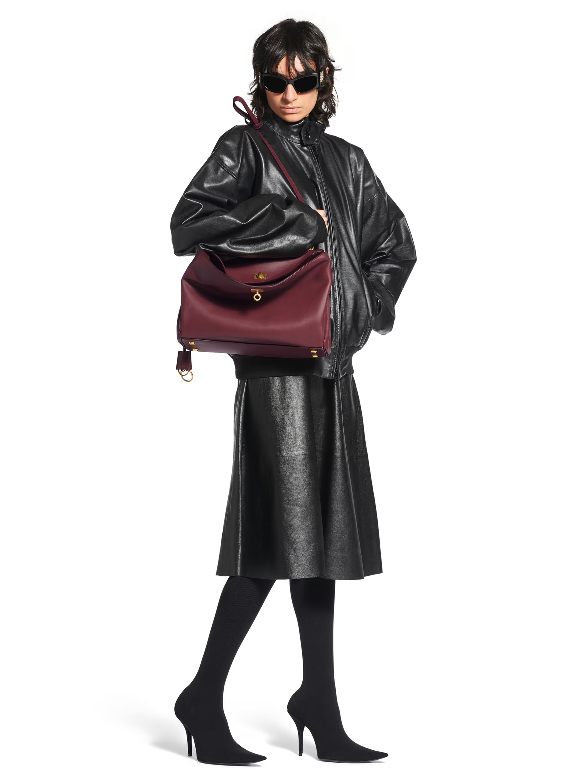 Balenciaga Rodeo Medium burgundy leather bag