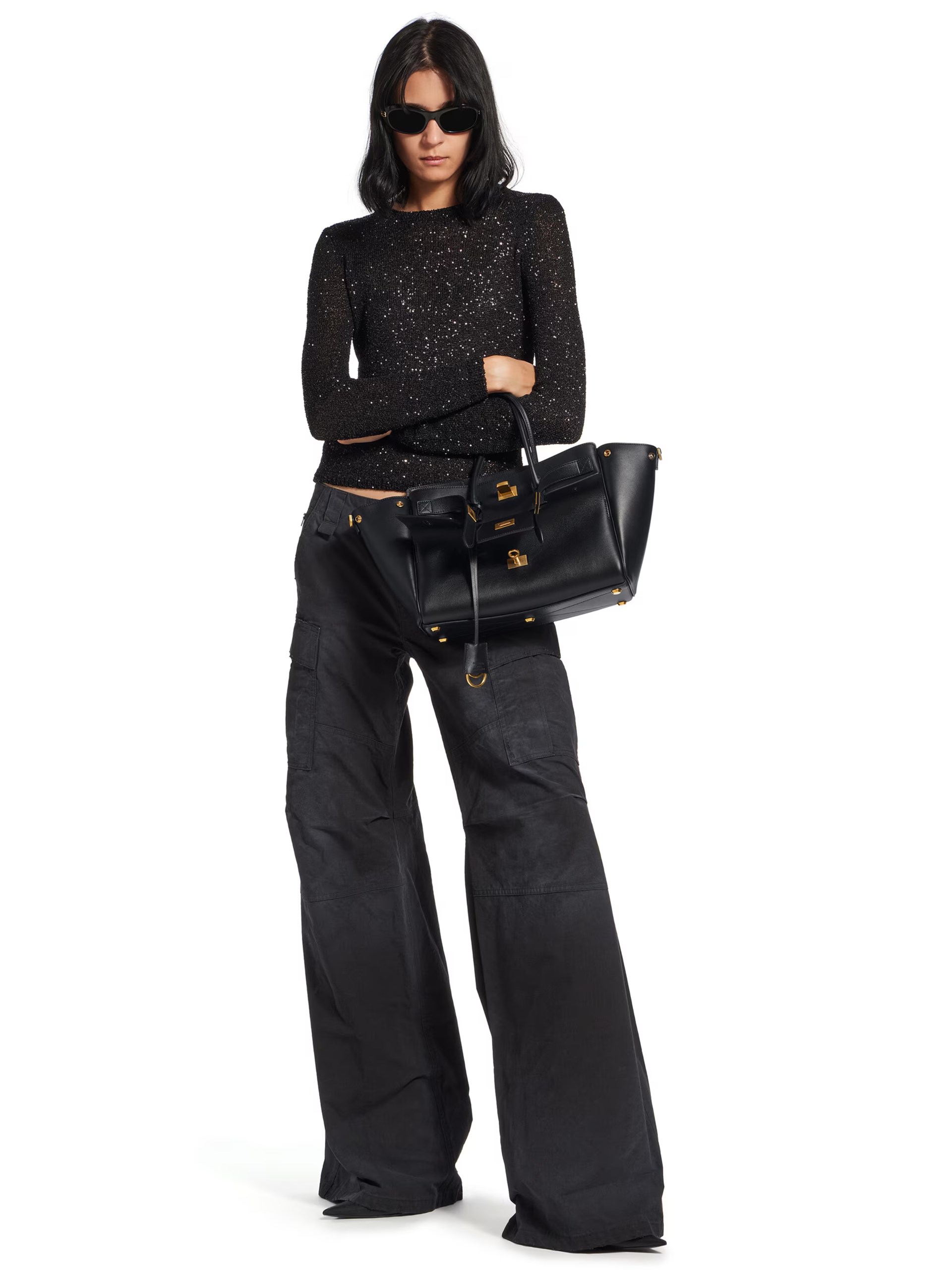 Balenciaga Bel Air black bag with gold hardware