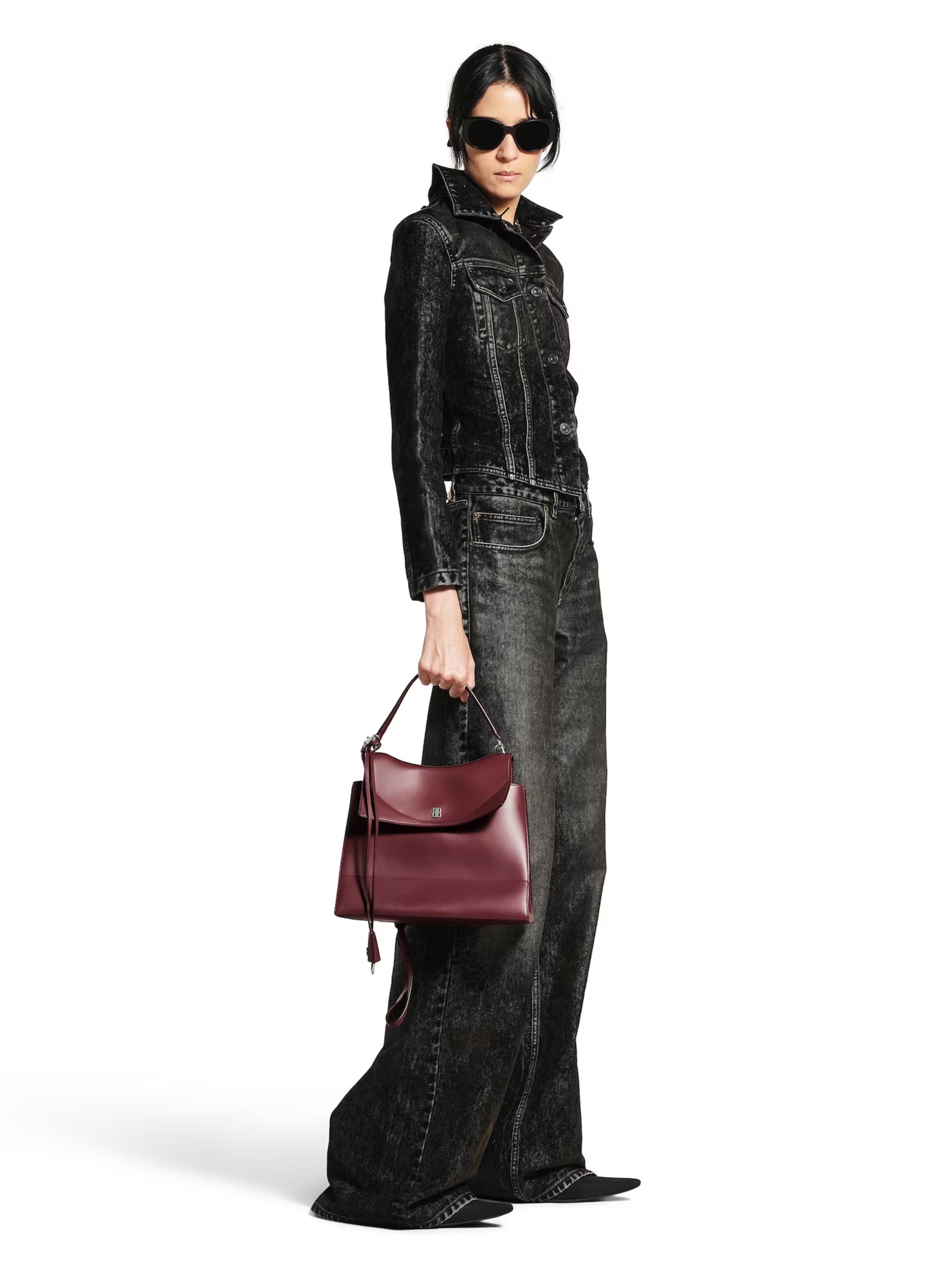 Balenciaga Nano Medium burgundy leather bag