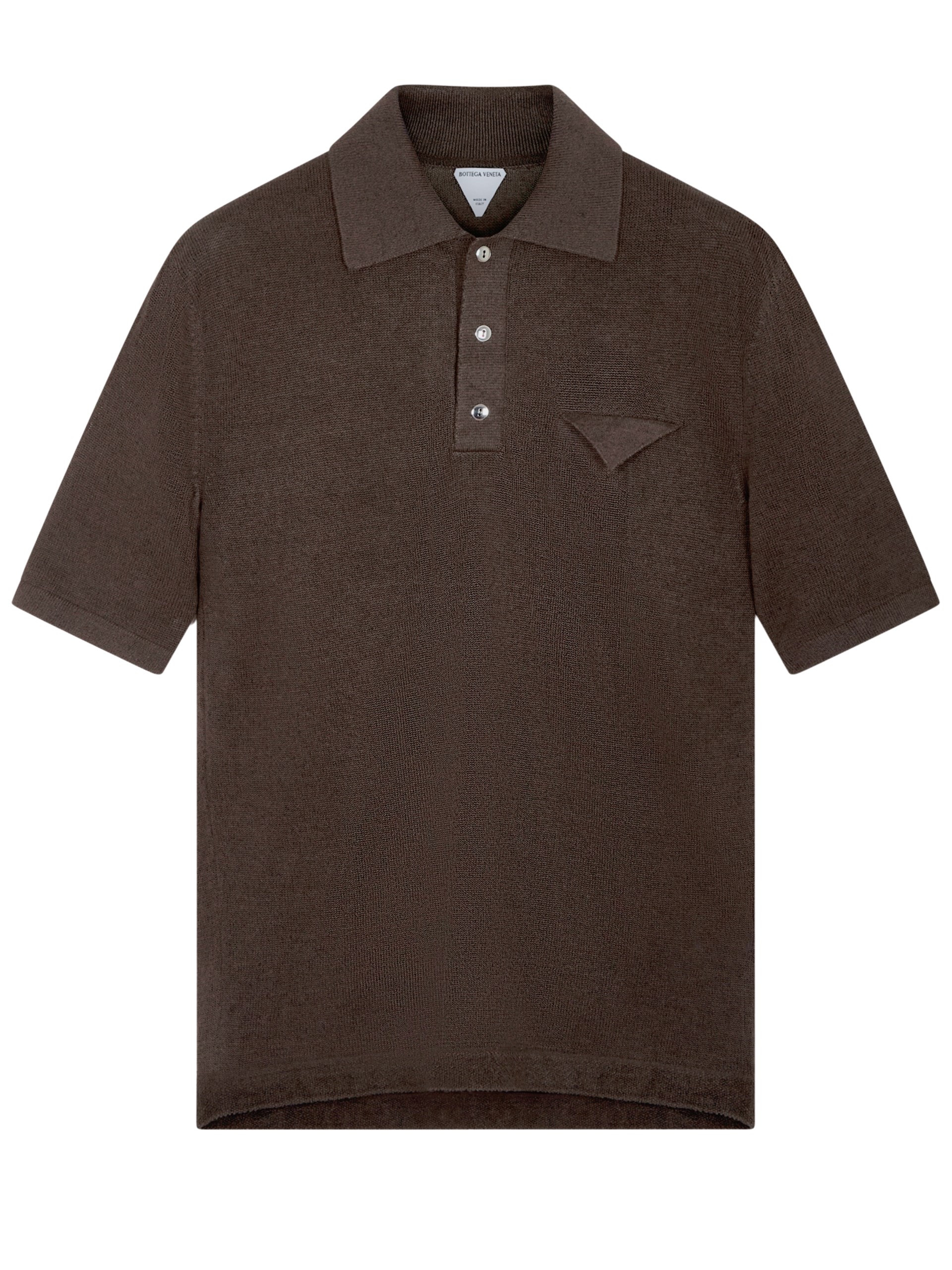 Bottega Veneta men's dark brown linen polo shirt