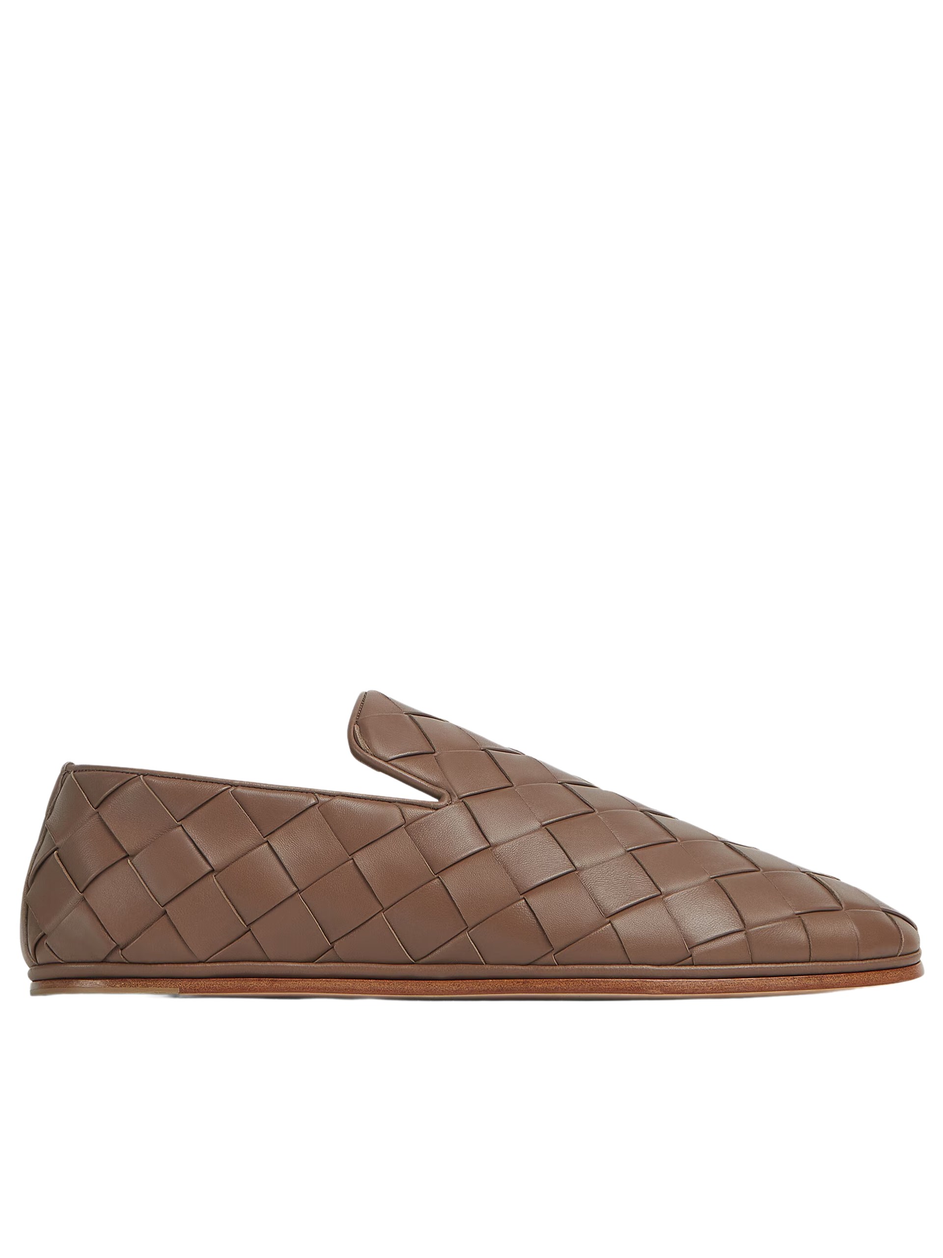 Bottega Veneta men's brown slip-ons in soft Intrecciato leather