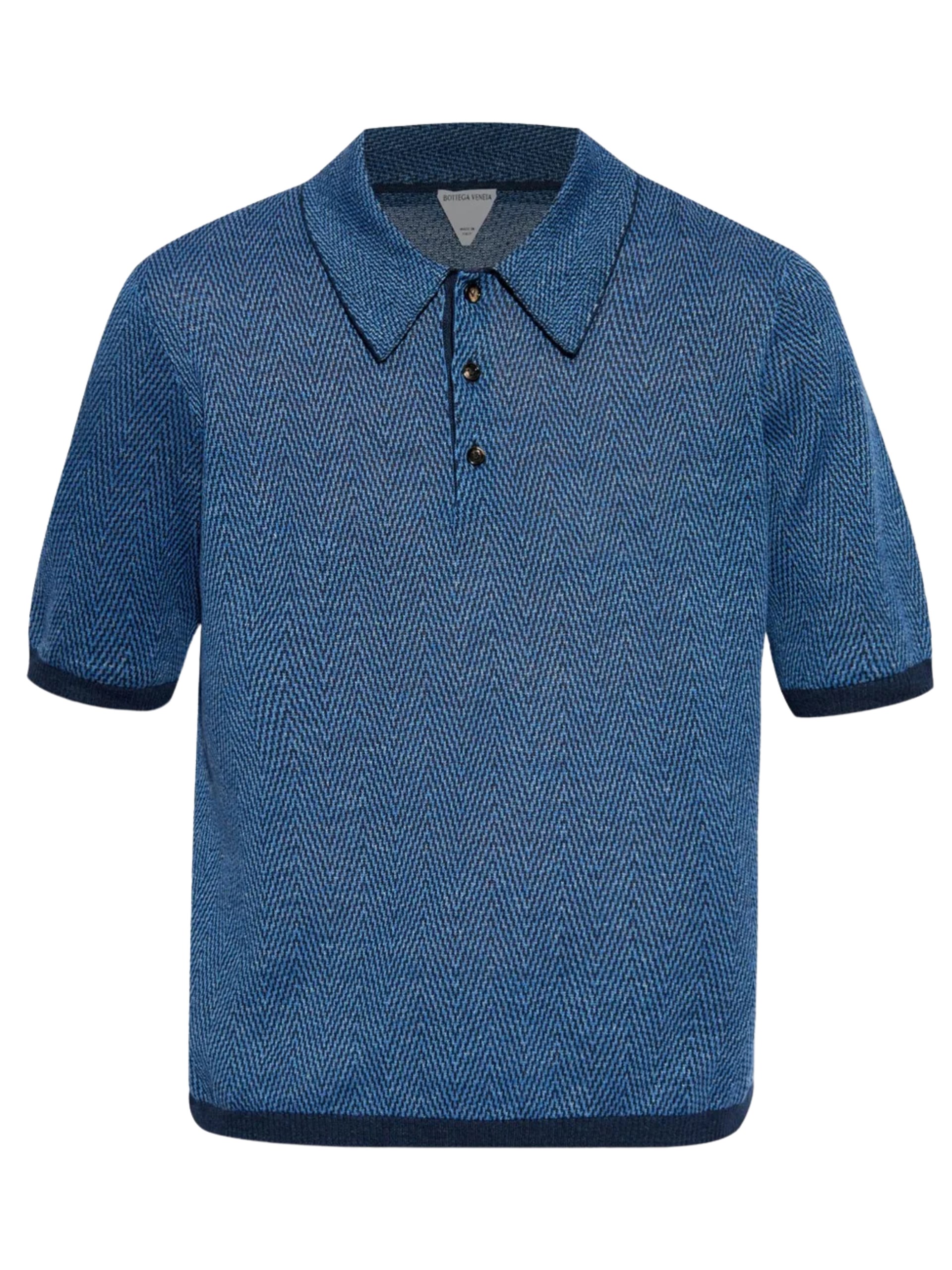 Bottega Veneta men's blue linen polo shirt