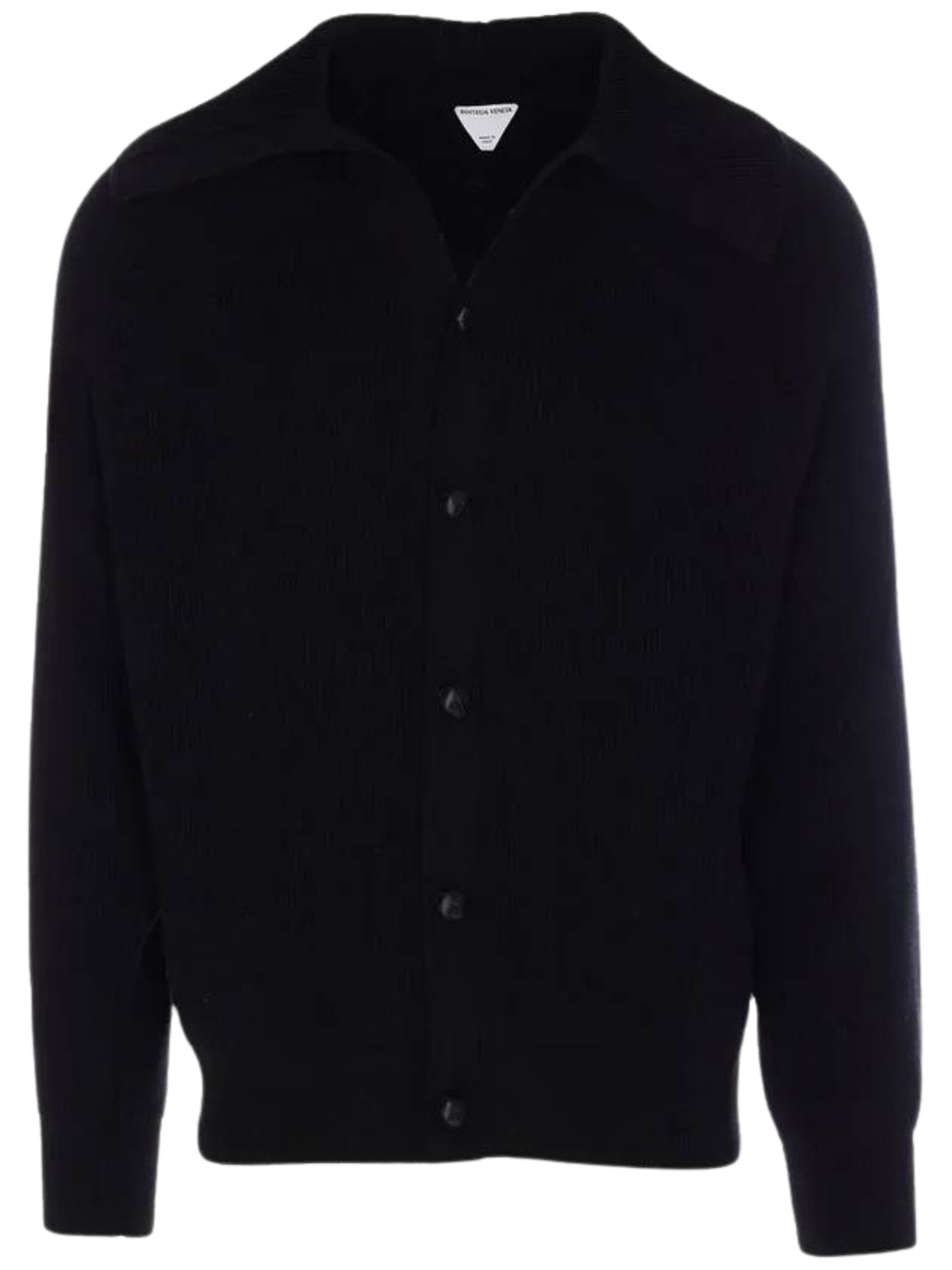 Bottega Veneta men's black cardigan with collar