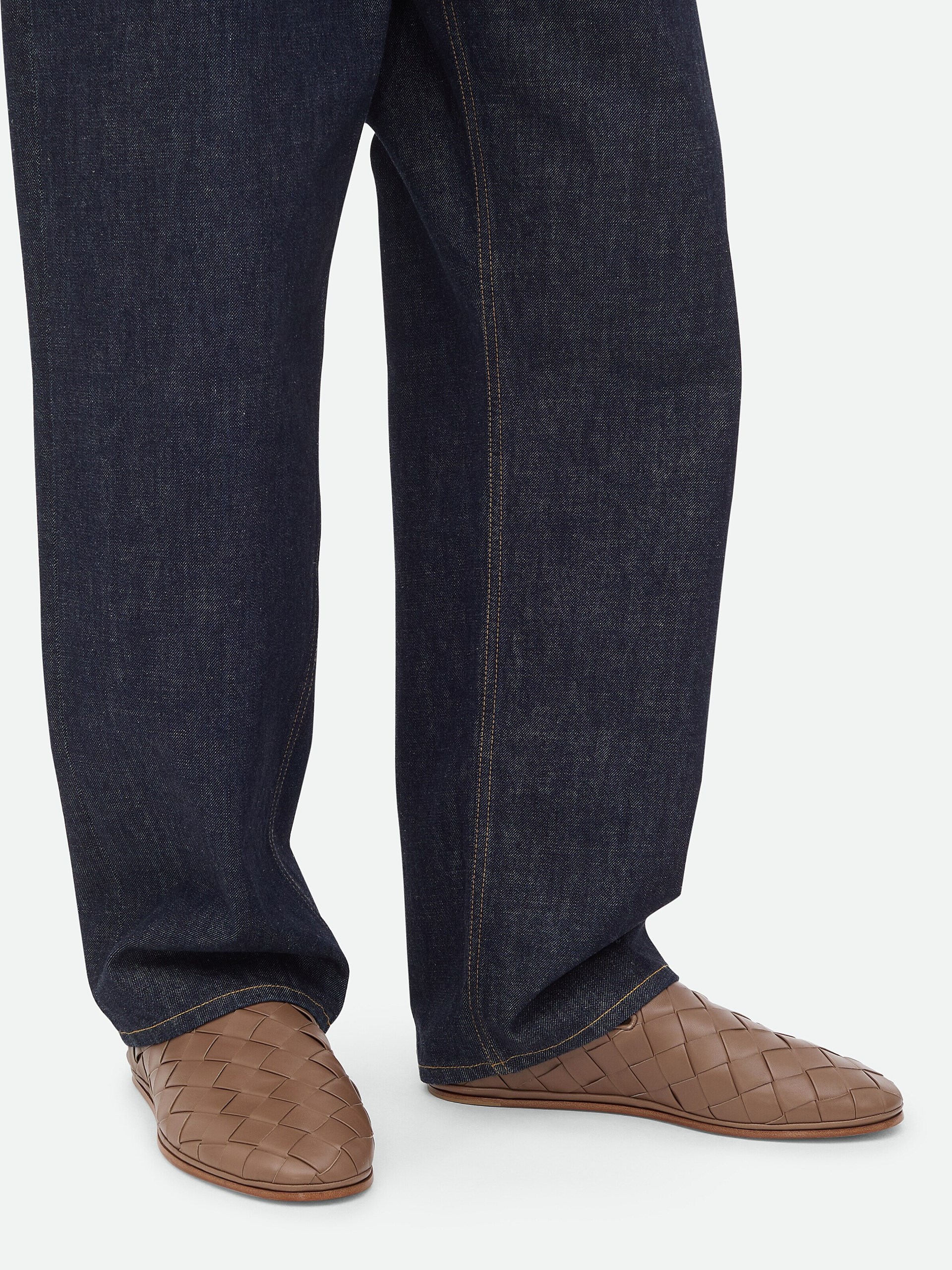 Bottega Veneta men's brown slip-ons in soft Intrecciato leather