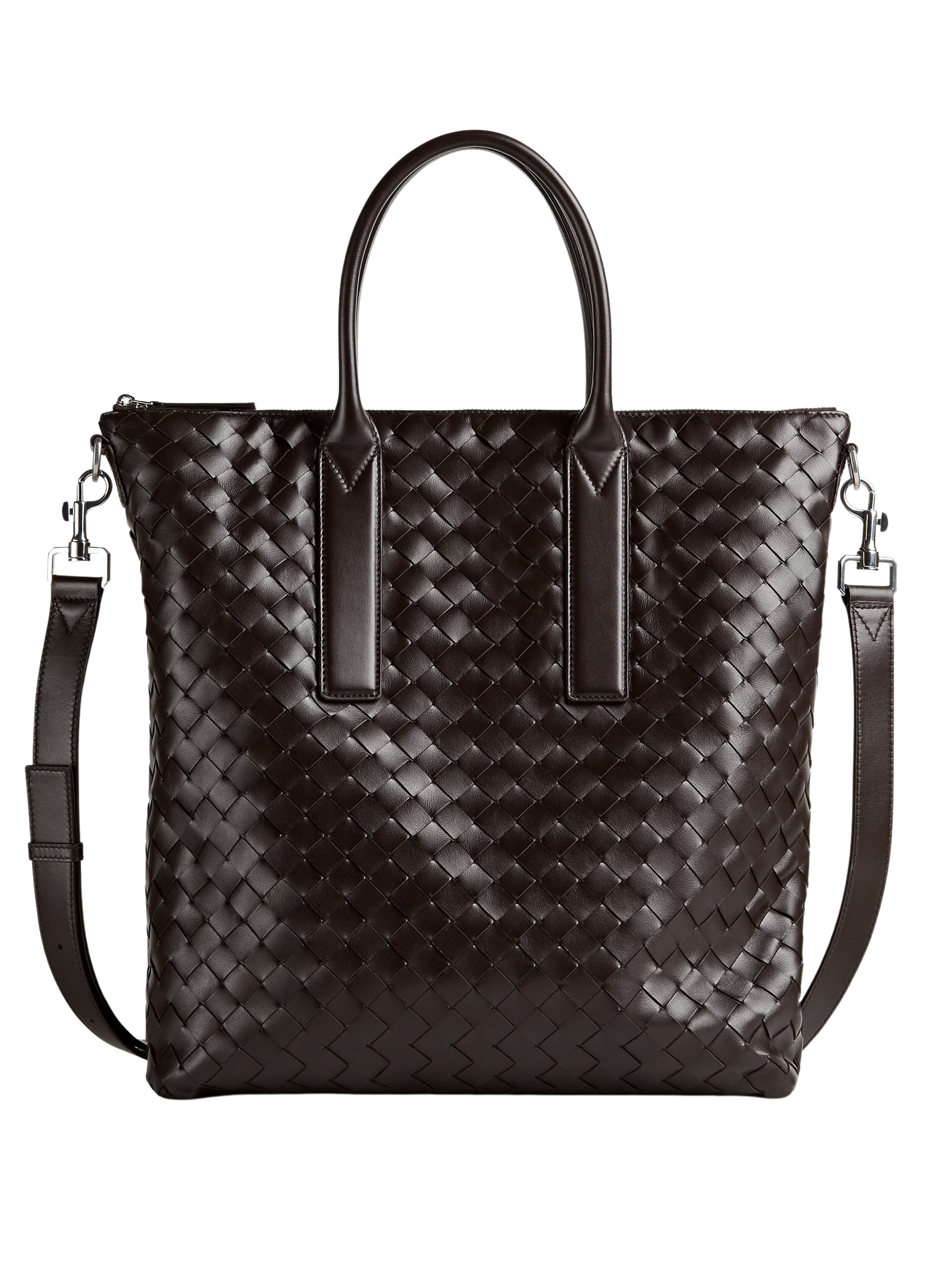 Bottega Veneta men's dark brown bag in soft Intrecciato leather