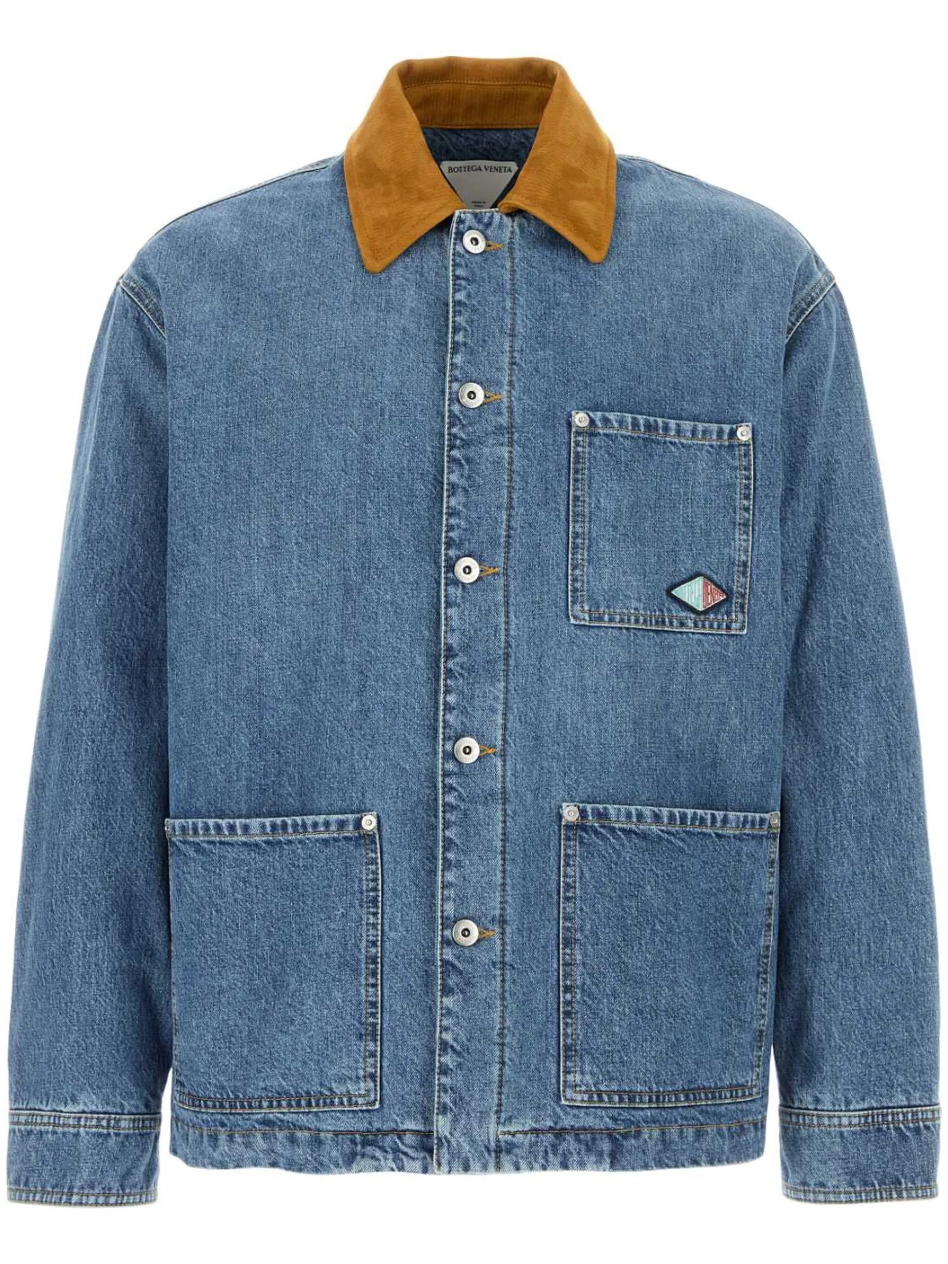 Bottega Veneta men's denim jacket with contrast collar
